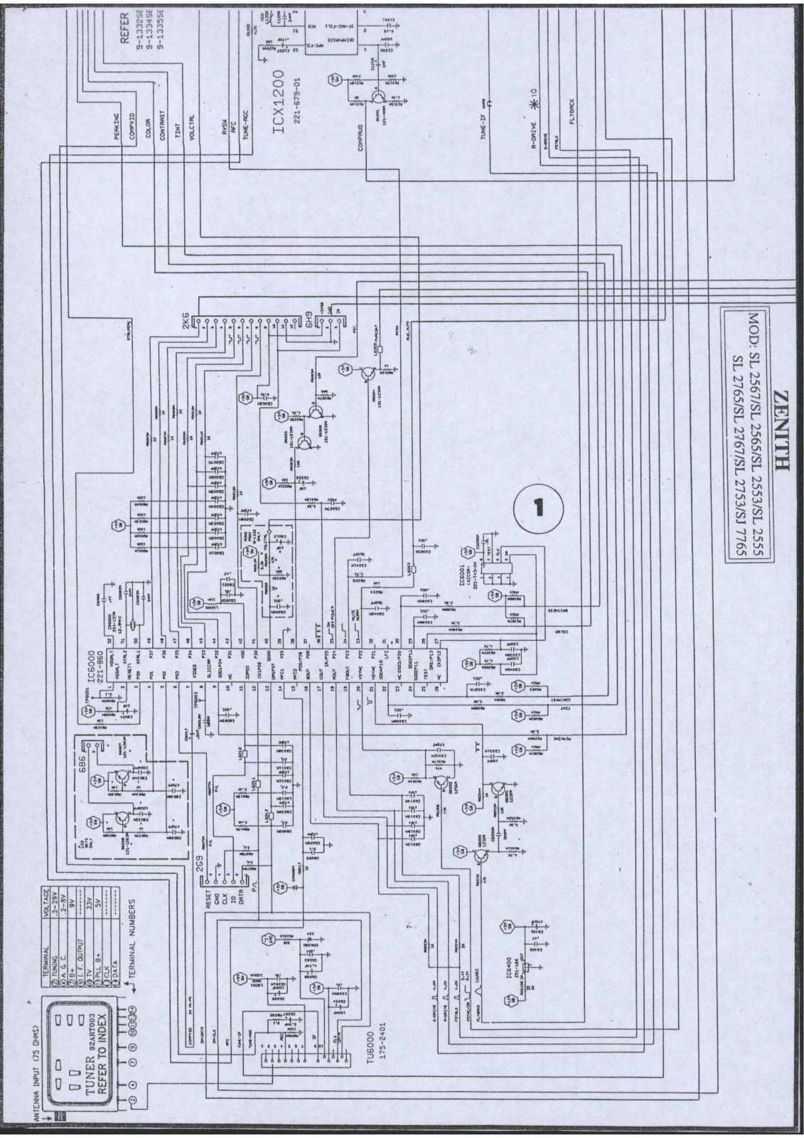 Zenith SL-2567/SL Schematic