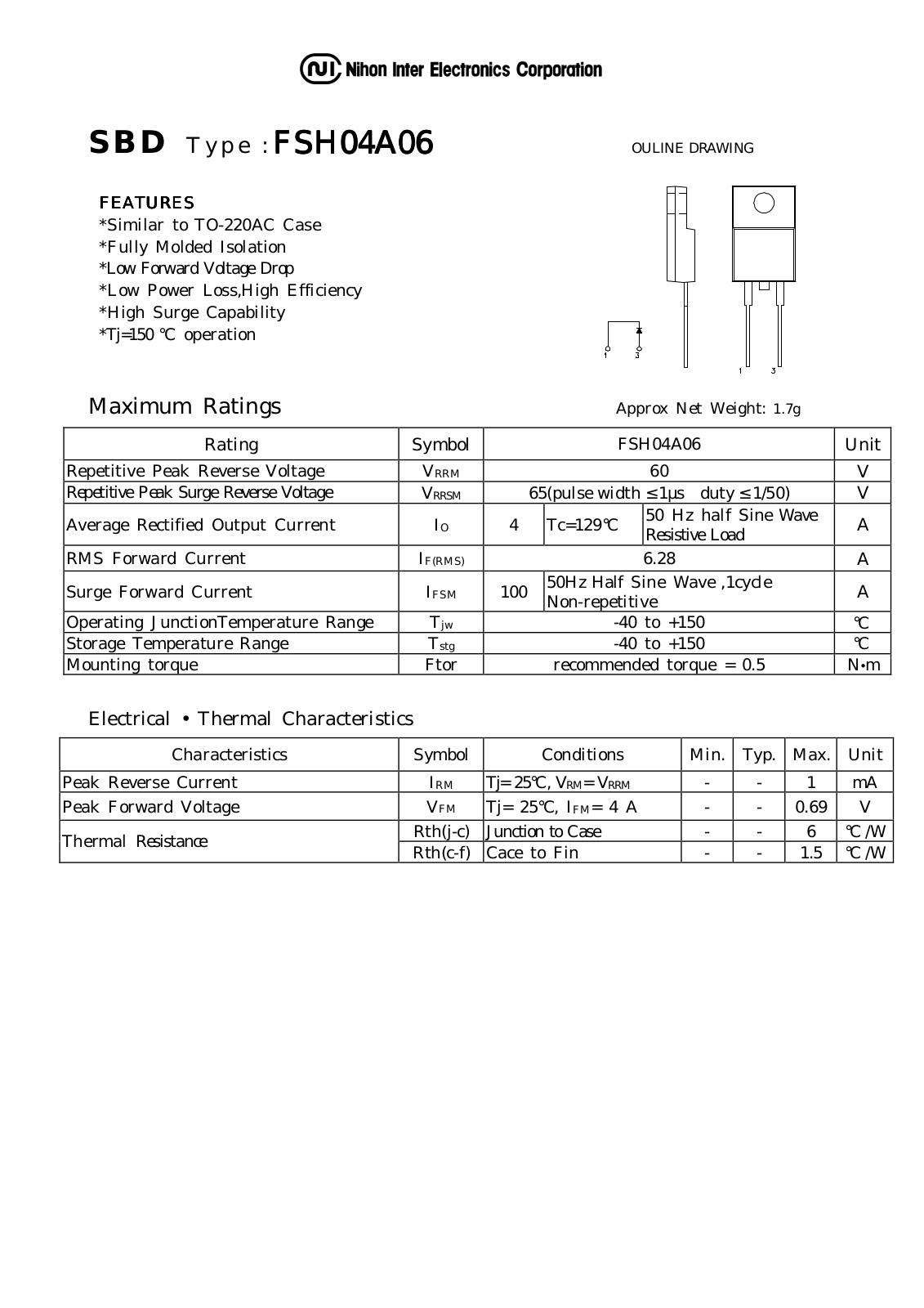 Datasheet FSH04A06 Datasheet (NIHON) - ManualMachine.com