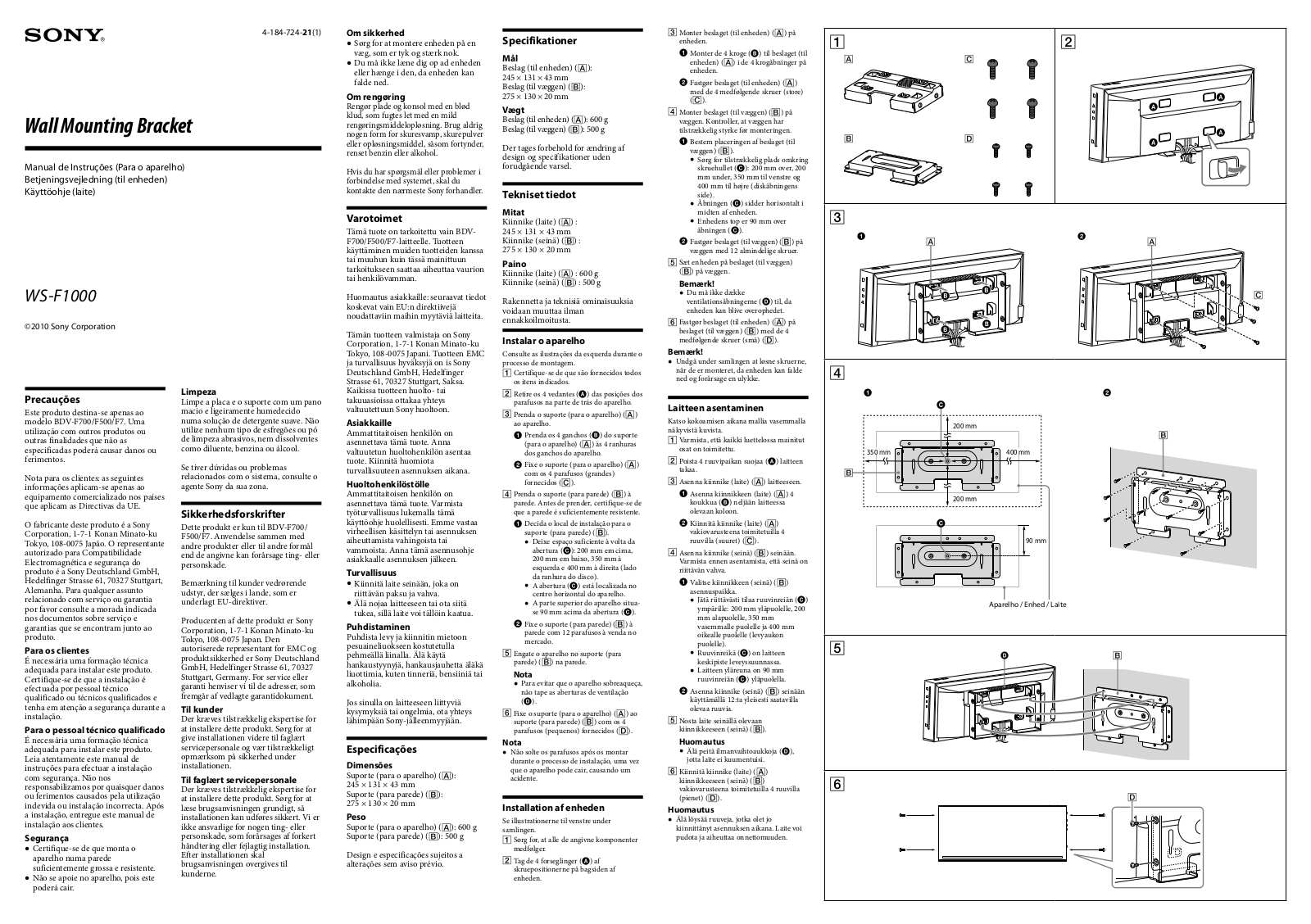 Sony WS-F1000 User Manual