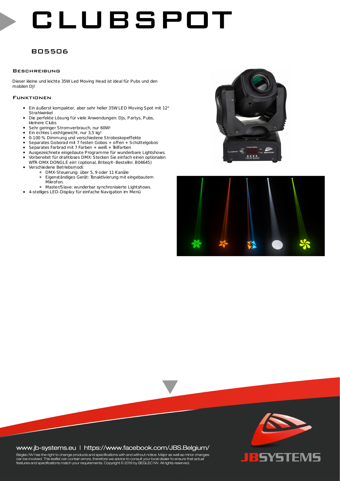 JB Systems Clubspot User Manual