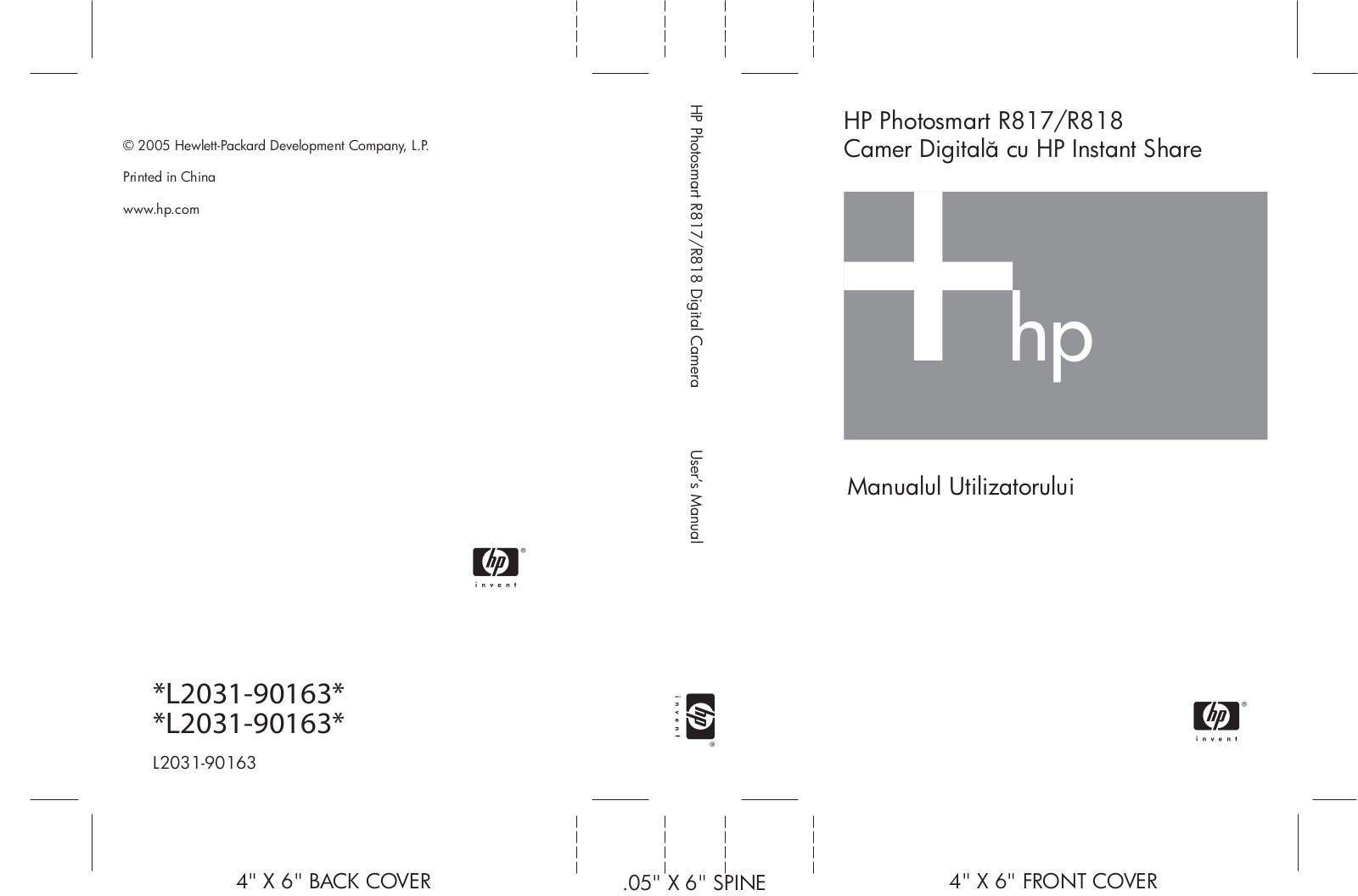 Hp PHOTOSMART R817, PHOTOSMART R818 User Manual