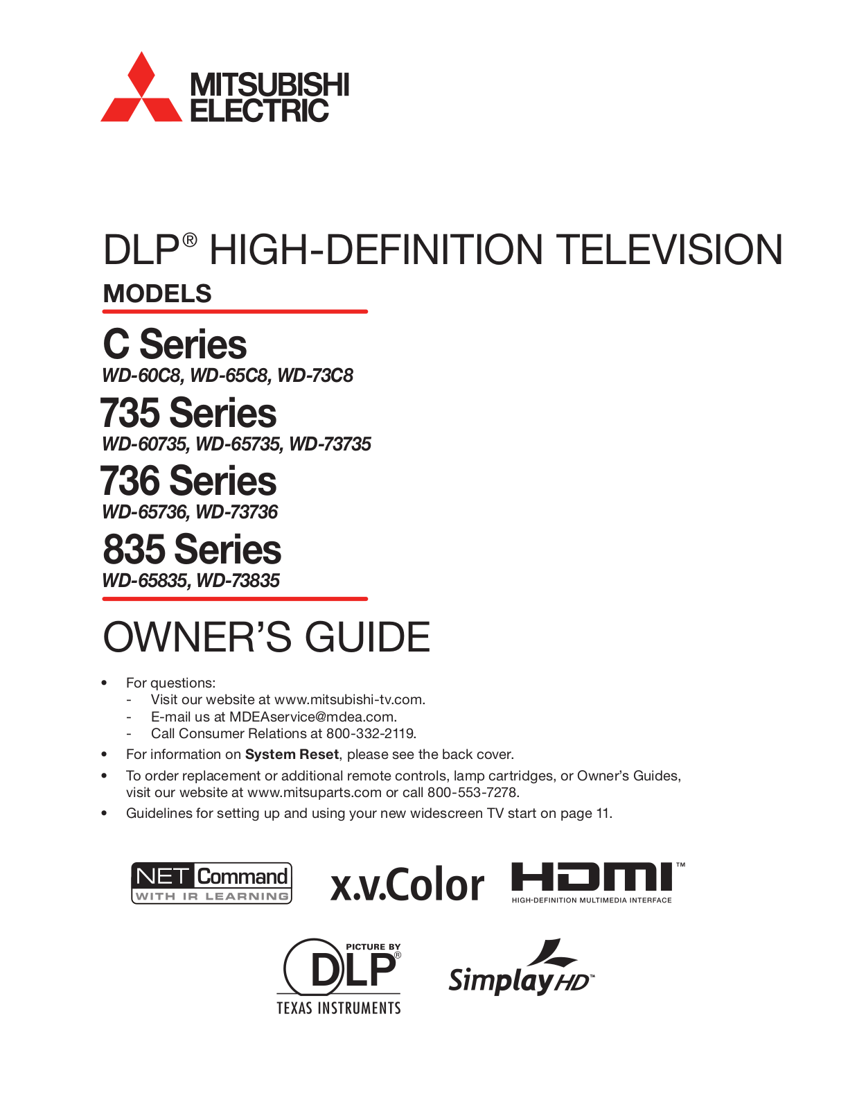 Mitsubishi Electronics WD-65C8 User Manual