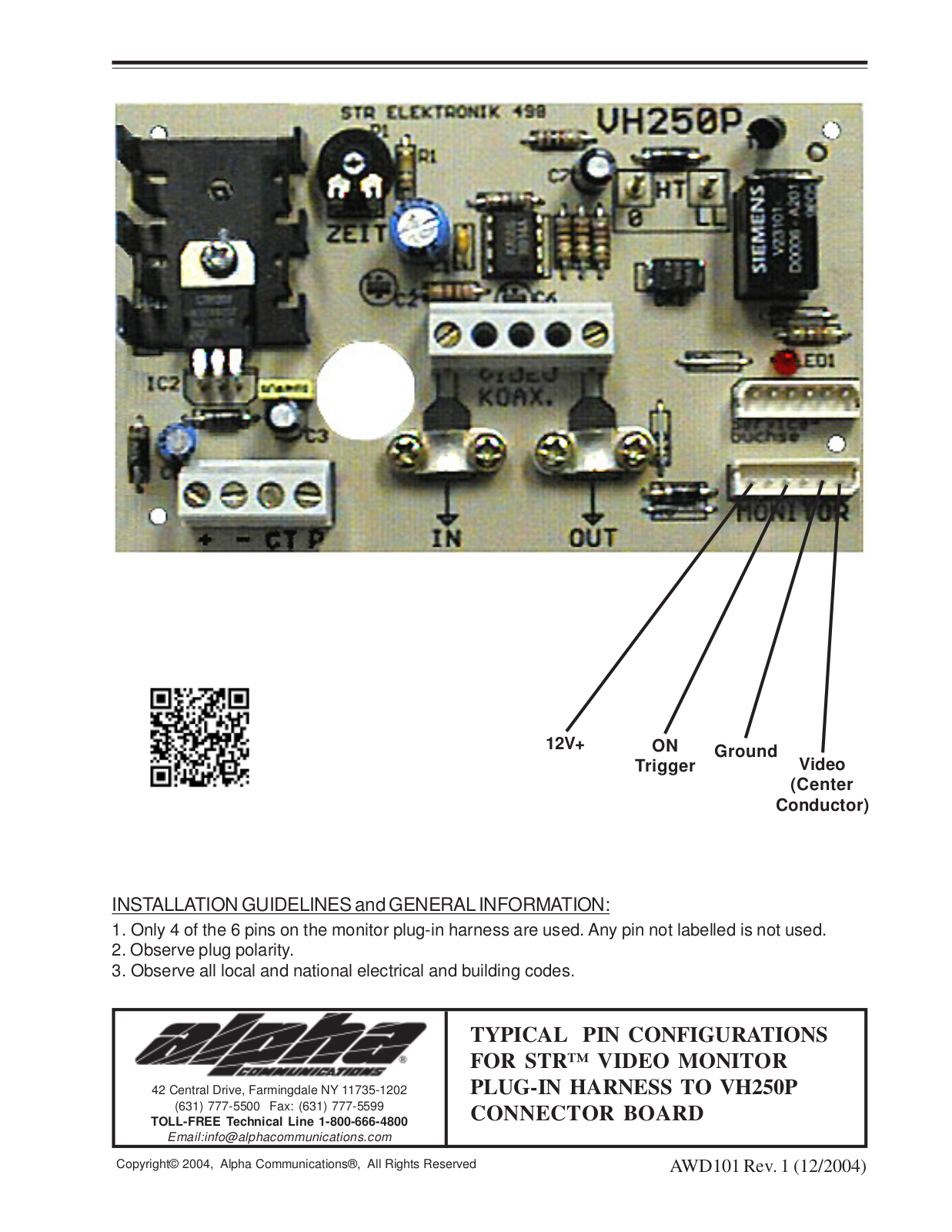 Alpha VH250, VH250P User Manual