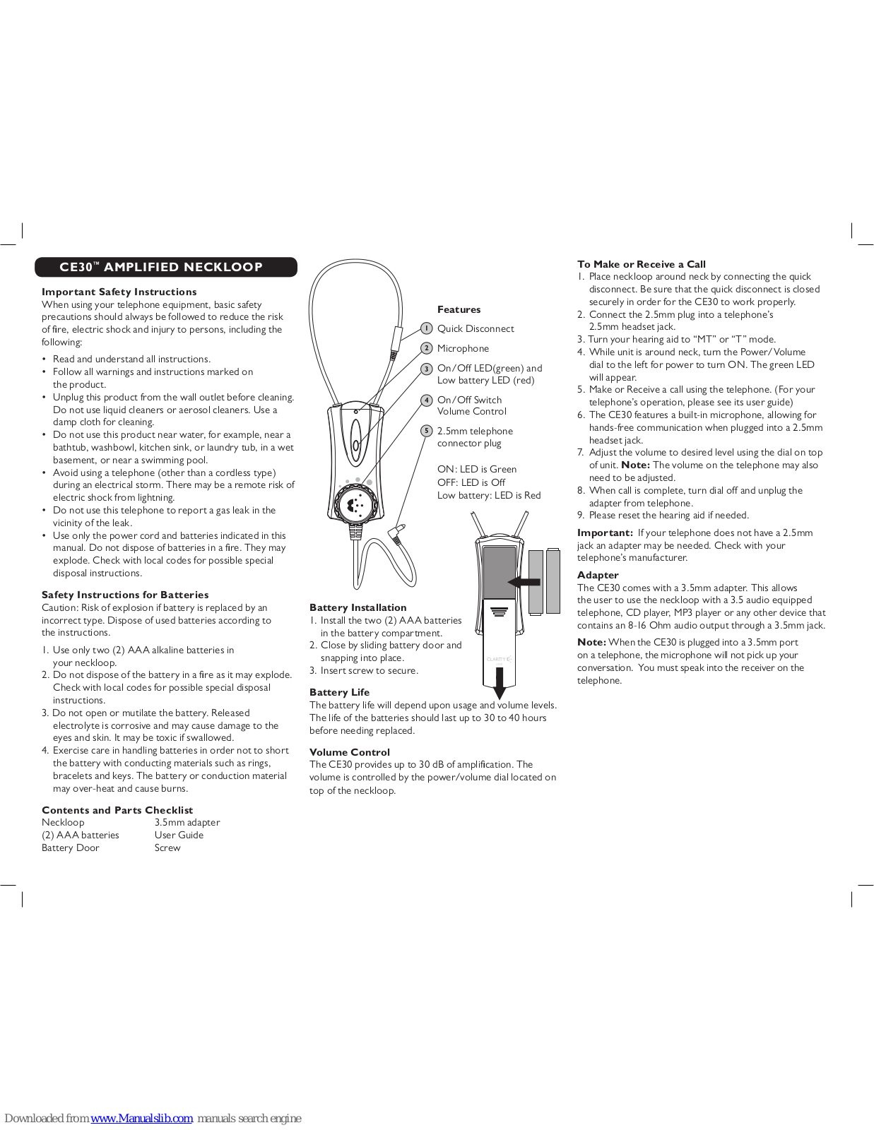 Plantronics CE30 User Manual