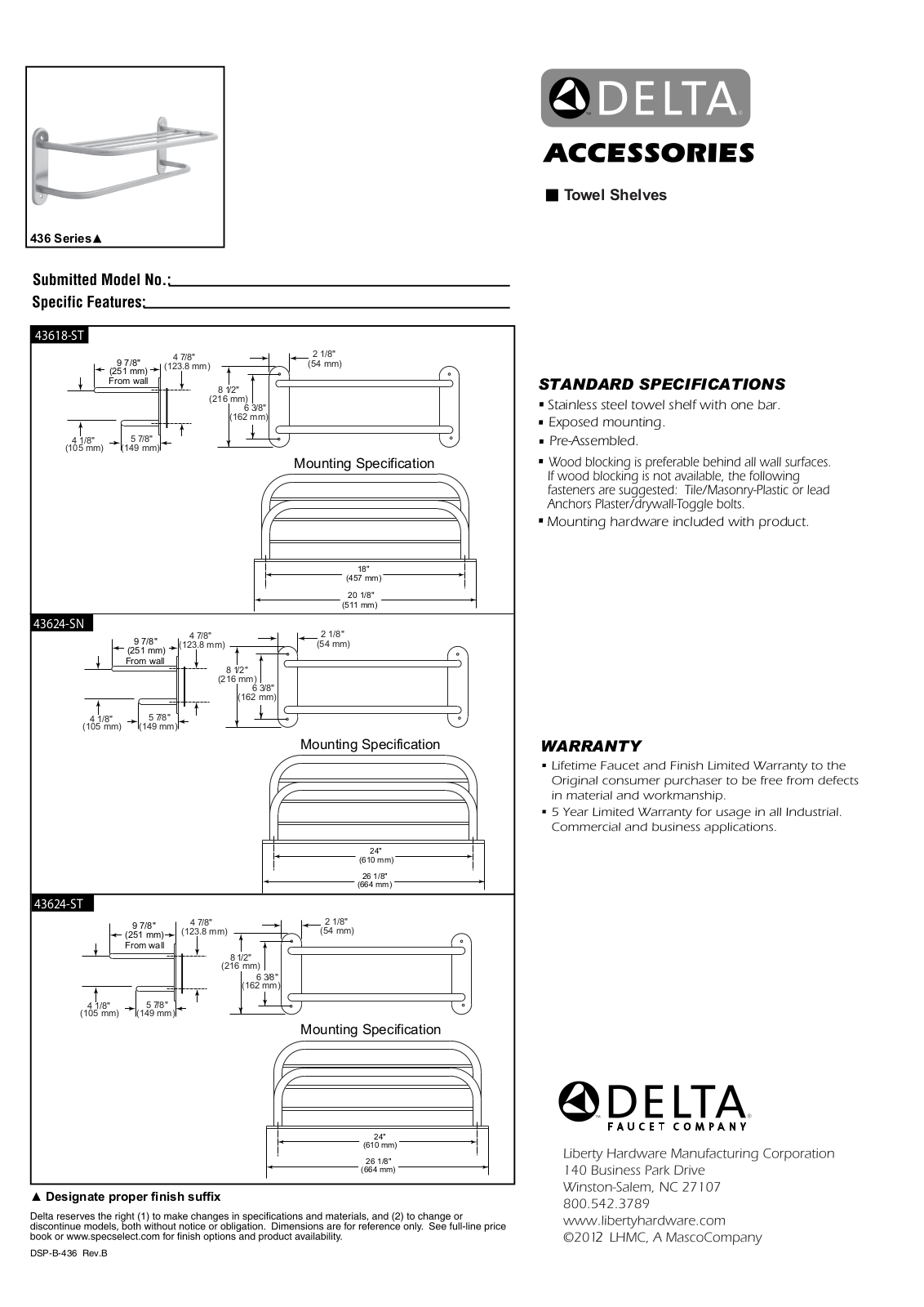 Delta DLT7453 Specifications - ManualMachine.com