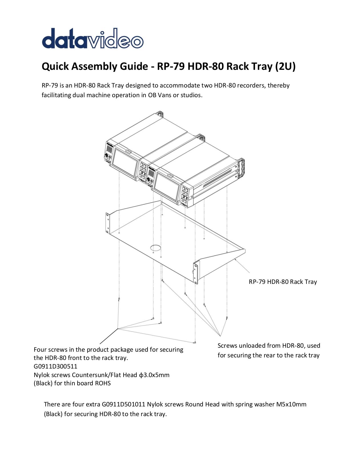 Datavideo RP-79 Quick Assembly Guide - ManualMachine.com