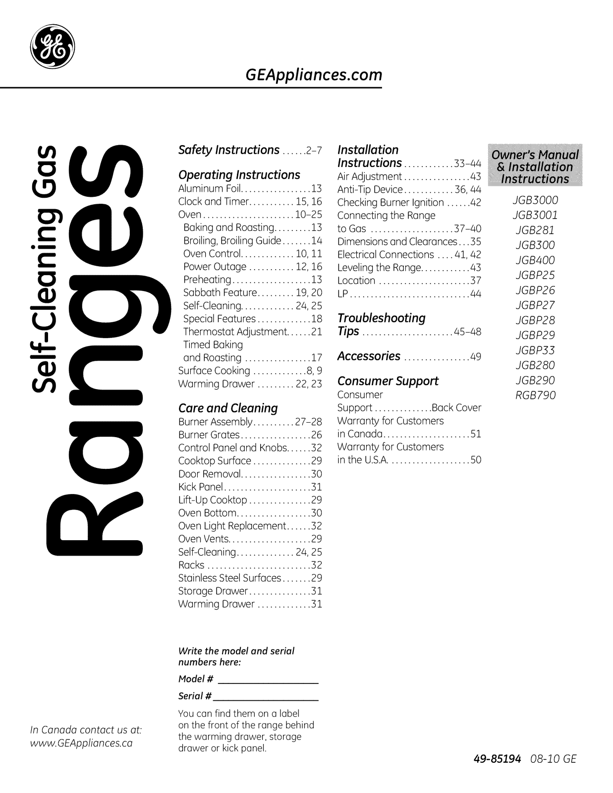 Hotpoint RGB790SER2SA Owner’s Manual