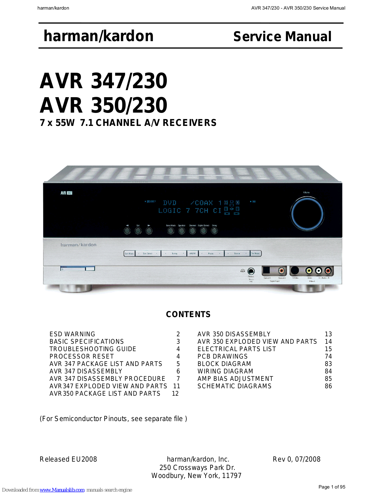 Harman-Kardon AVR 347-230, AVR 350-230 User Manual