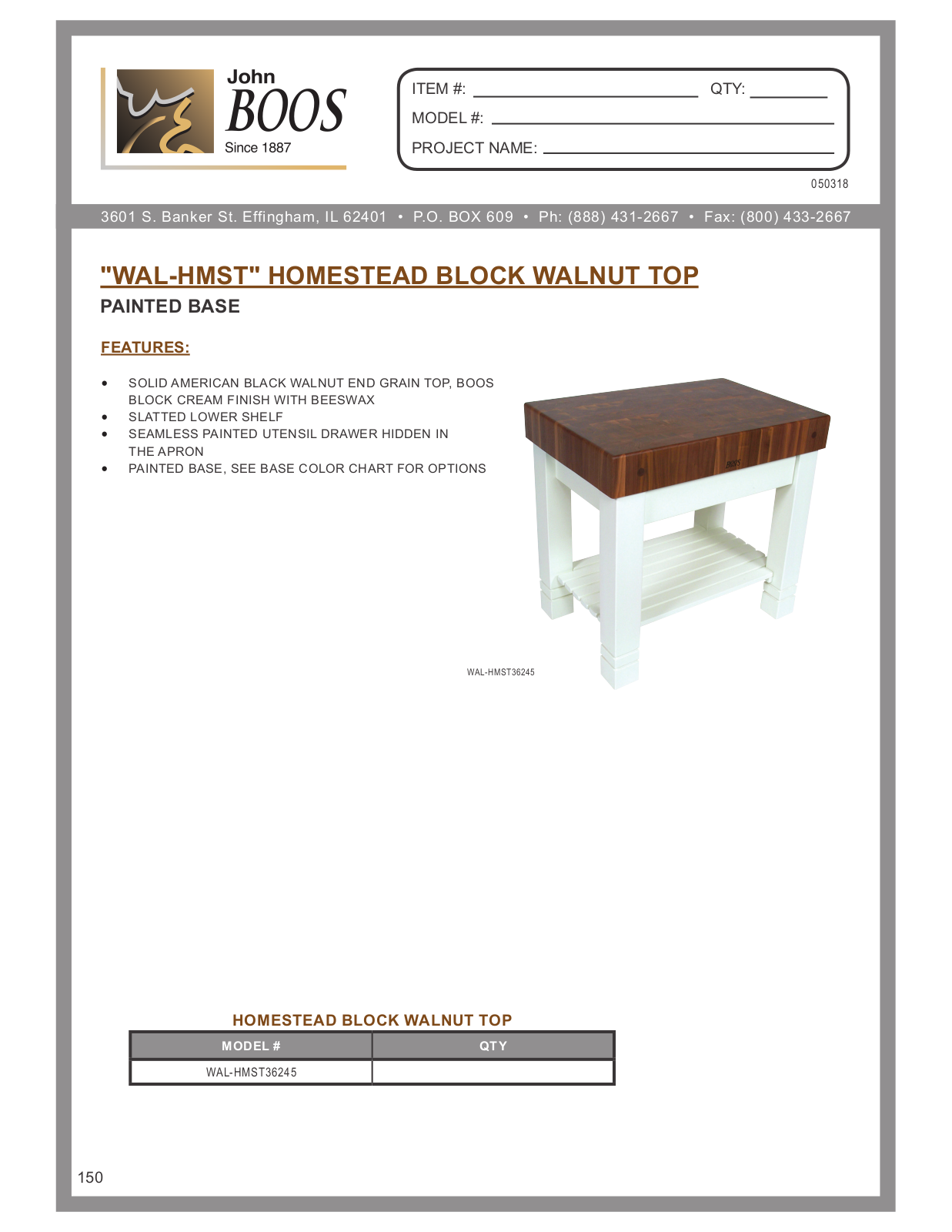 John Boos JB1197 Specifications - ManualMachine.com