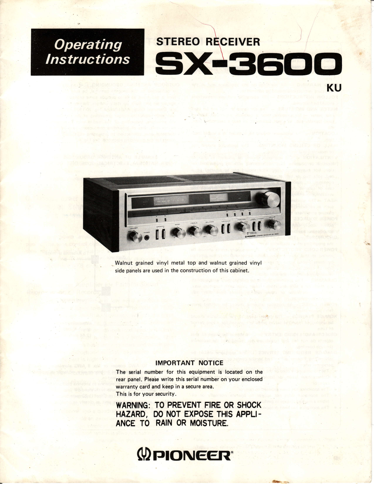 Pioneer SX-3600 Owners manual