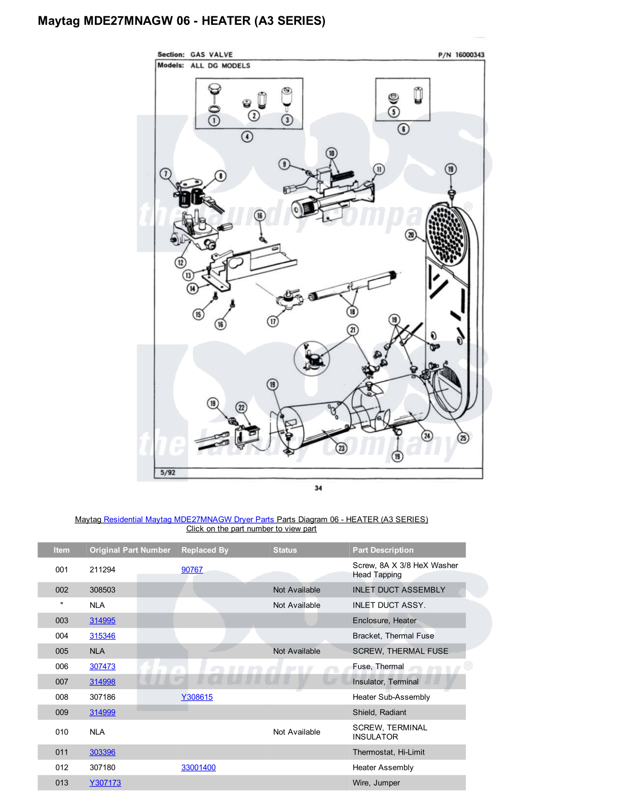 Maytag MDE27MNAGW Parts Diagram