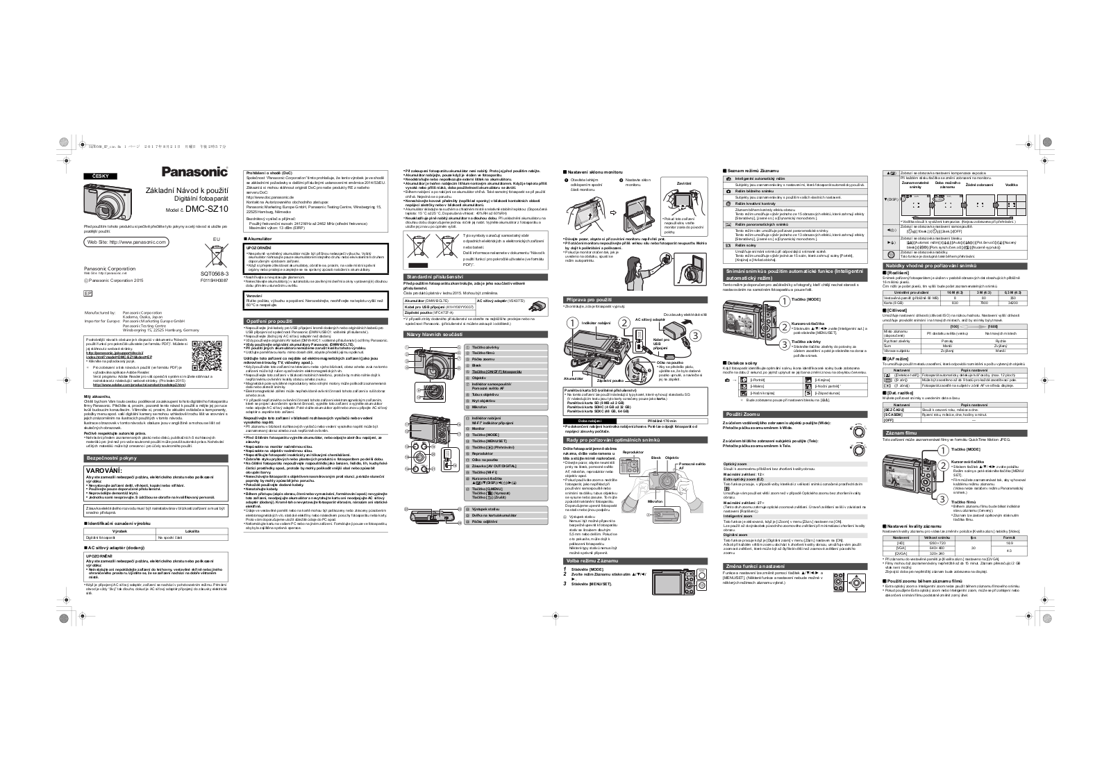 Panasonic Lumix DMC-SZ10EP-K, Lumix DMC-SZ10EP-S, Lumix DMC-SZ10EP-W User Manual