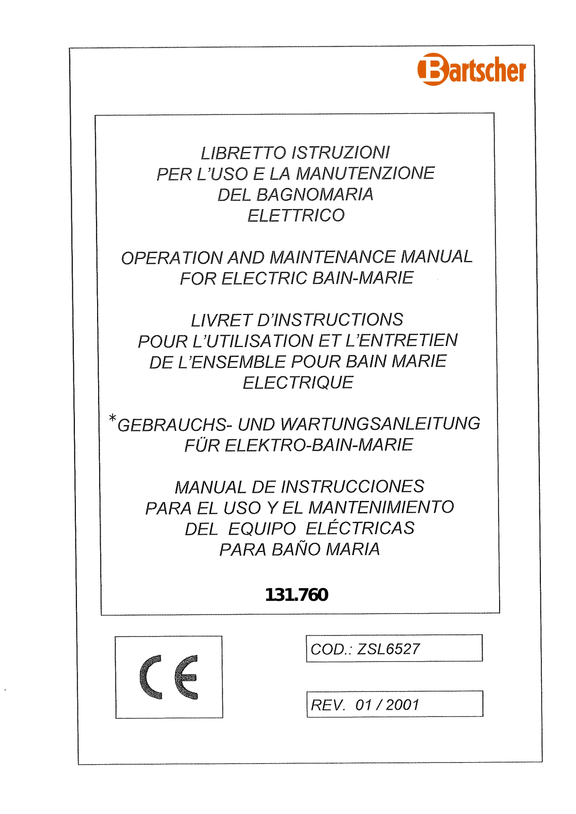 Bartscher 131.760 Operating instructions