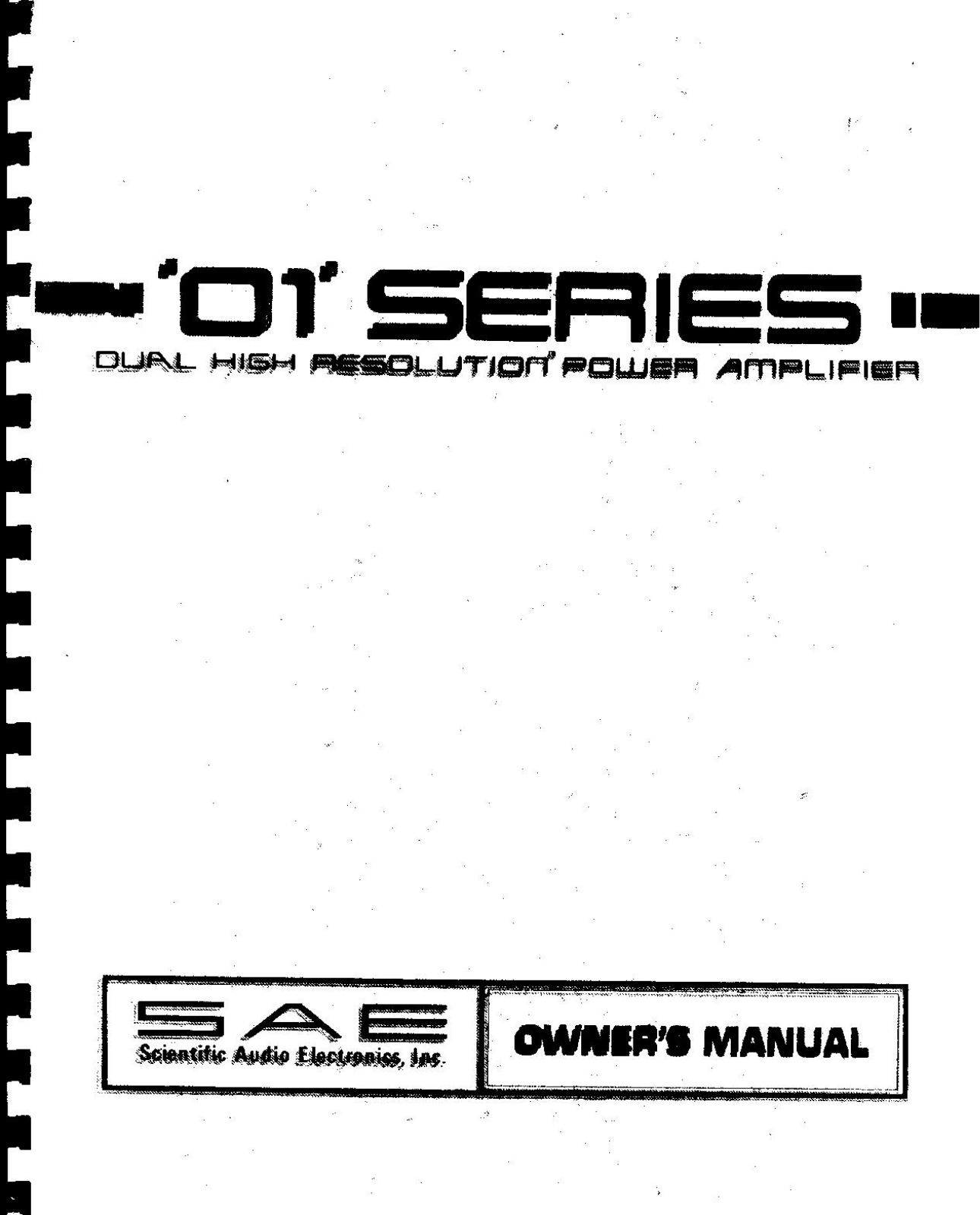 Sae 01-01 Owners Manual