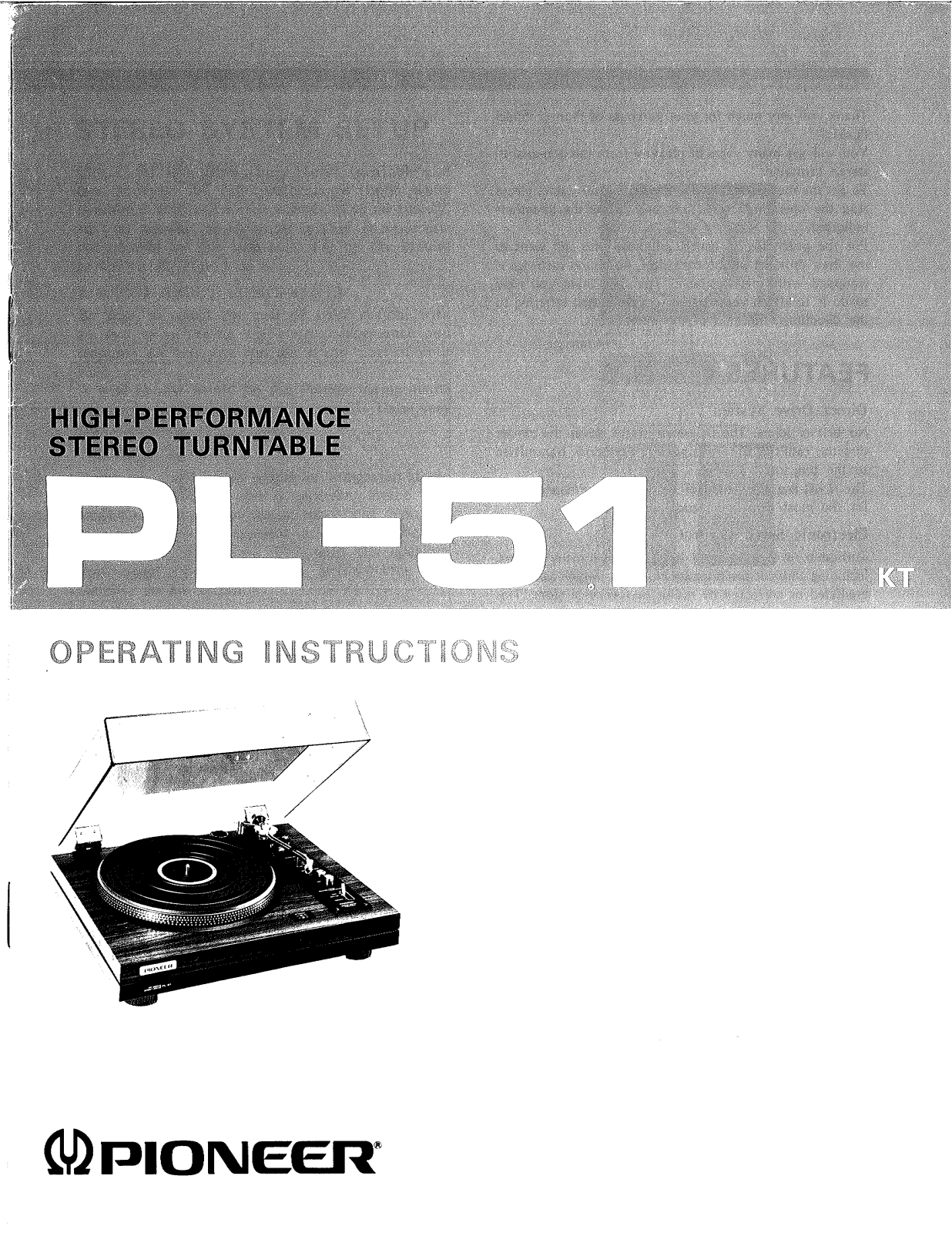 Pioneer PL-51 Owners Manual