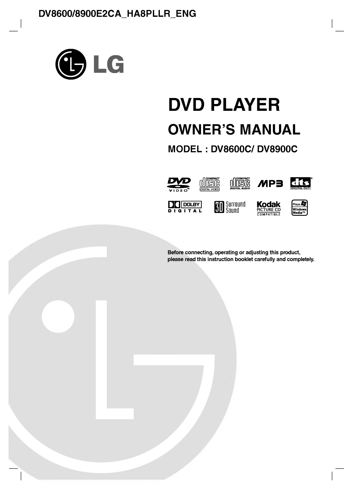 Lg DV8900C User Manual