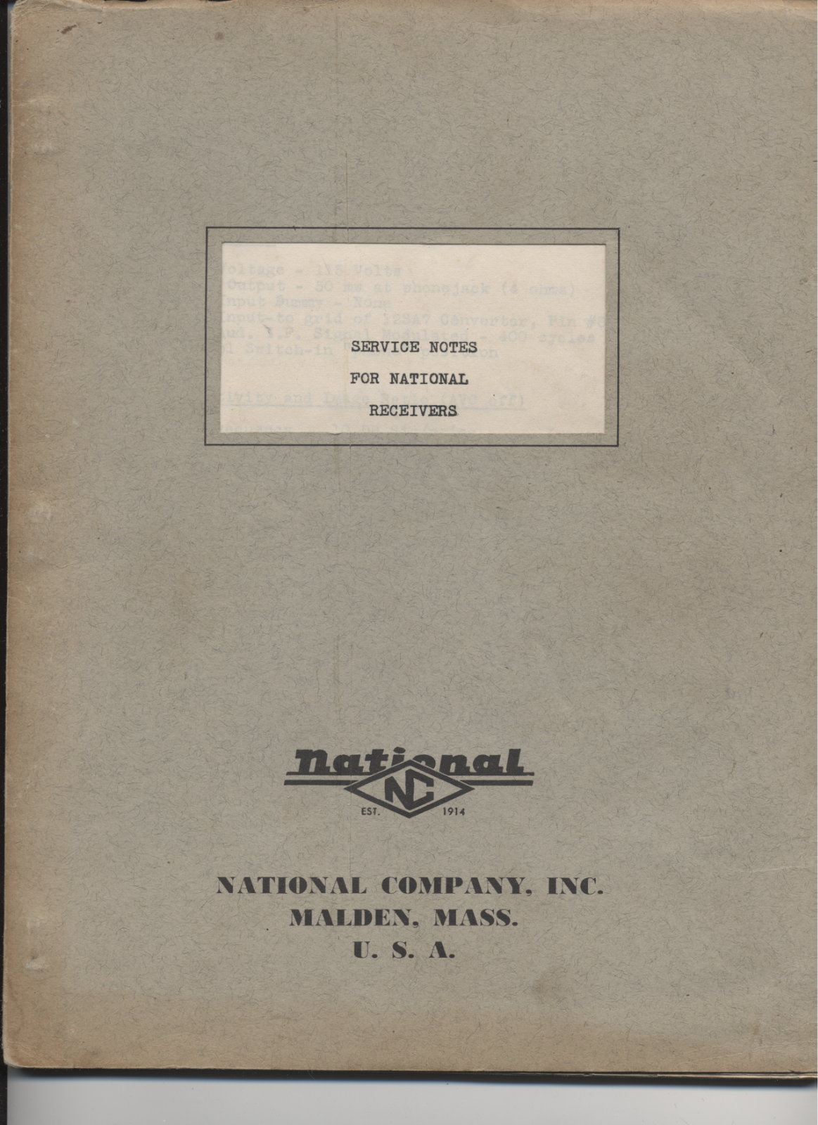 National 1286S, NC-TV-10, 686S, NC-TV-7, HFS Service Manual