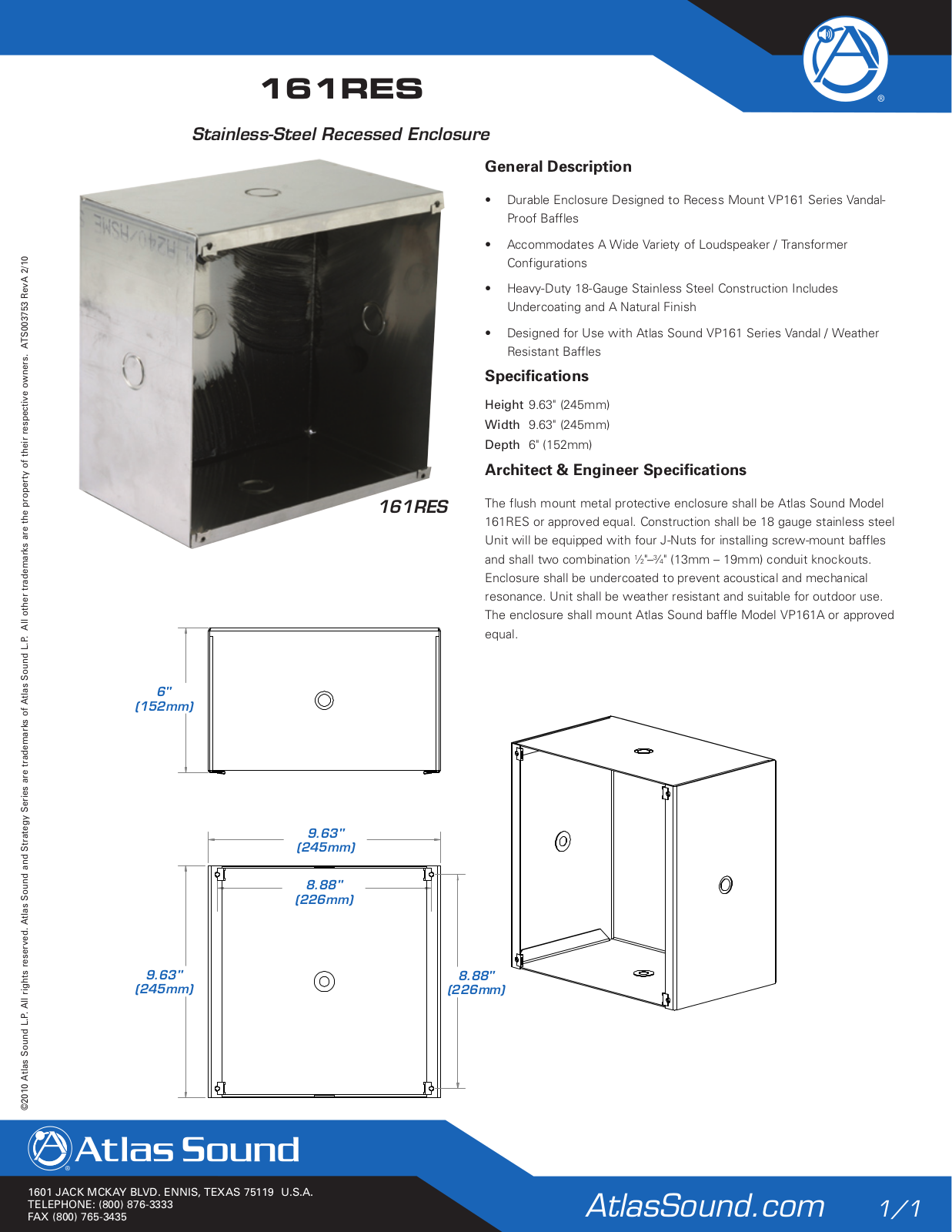 Atlas IED 161RES Data Sheet