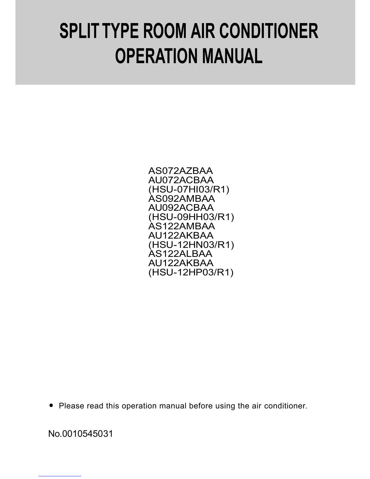 Haier AS072AZBAA user guide manual