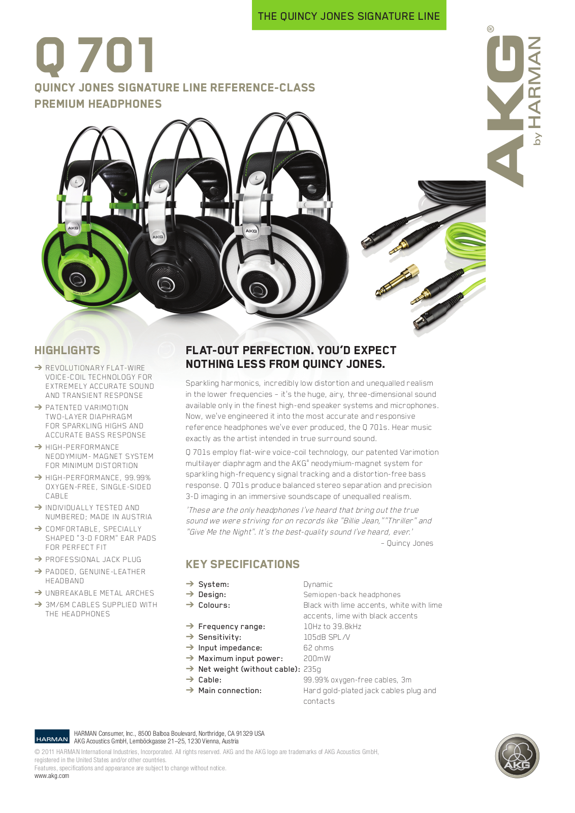 AKG Acoustics Q 701 User Manual