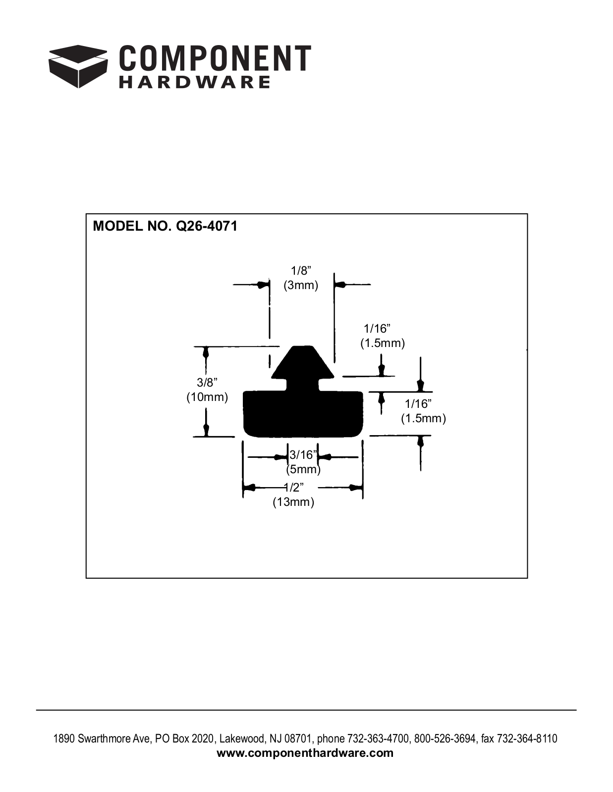 Component Hardware Q26-4071 User Manual