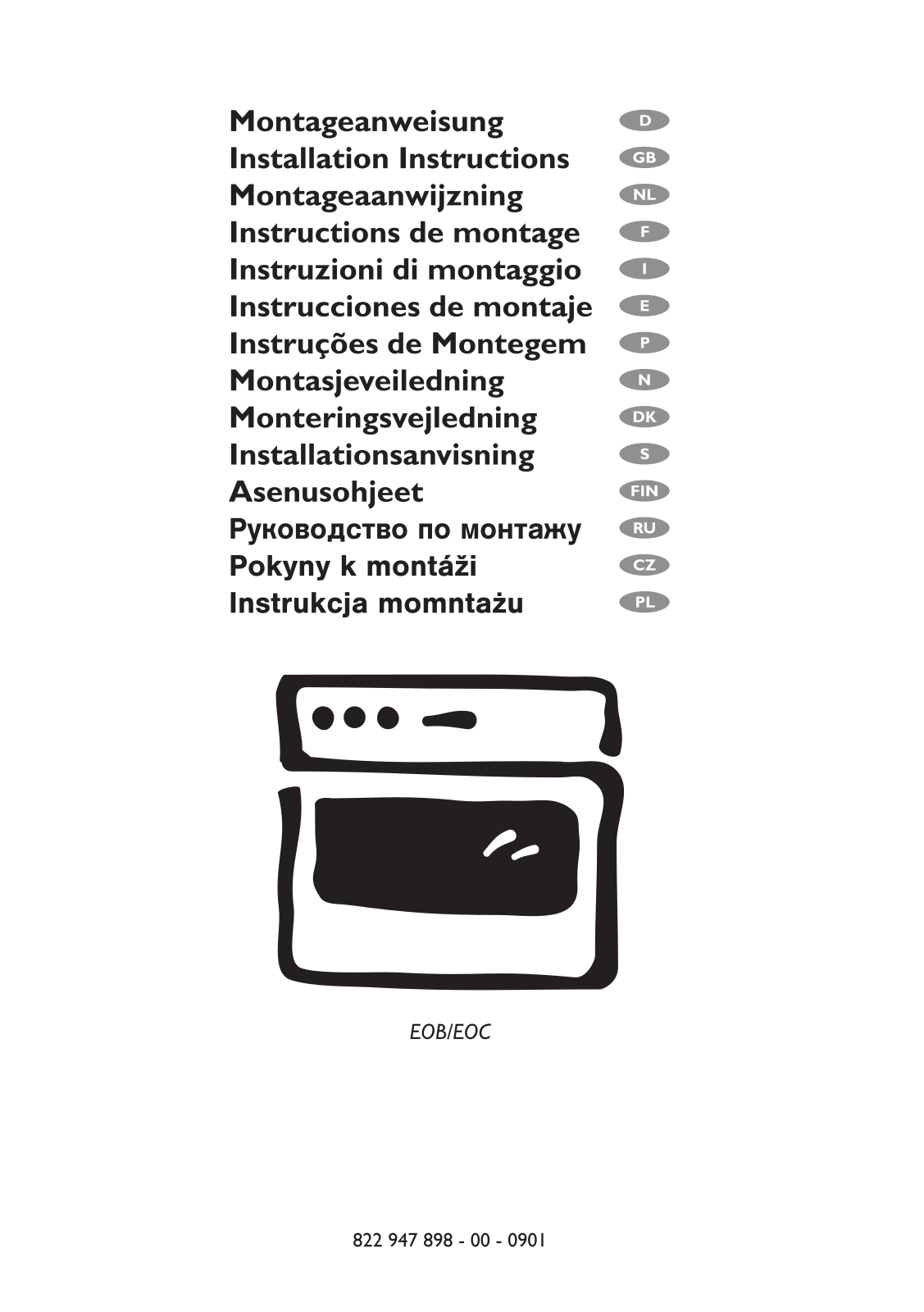 electrolux eob, eoc Installation Manual