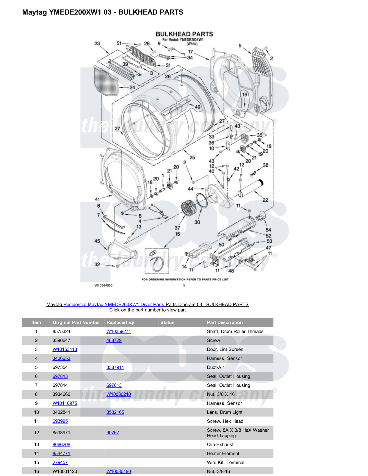 Maytag YMEDE200XW1 Parts Diagram