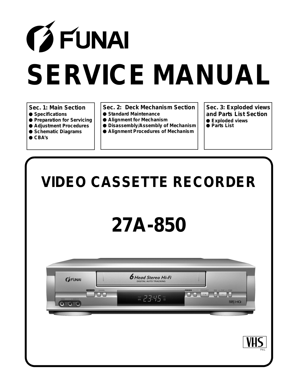 Funai 27A-850 User Manual