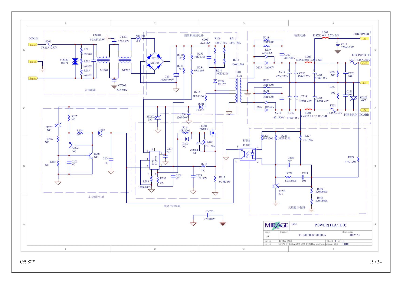 Sanyo PI 170DTLA Diagram