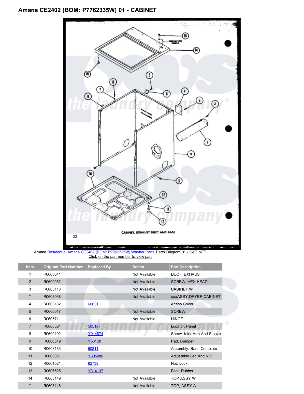 Amana CE2402 Parts Diagram