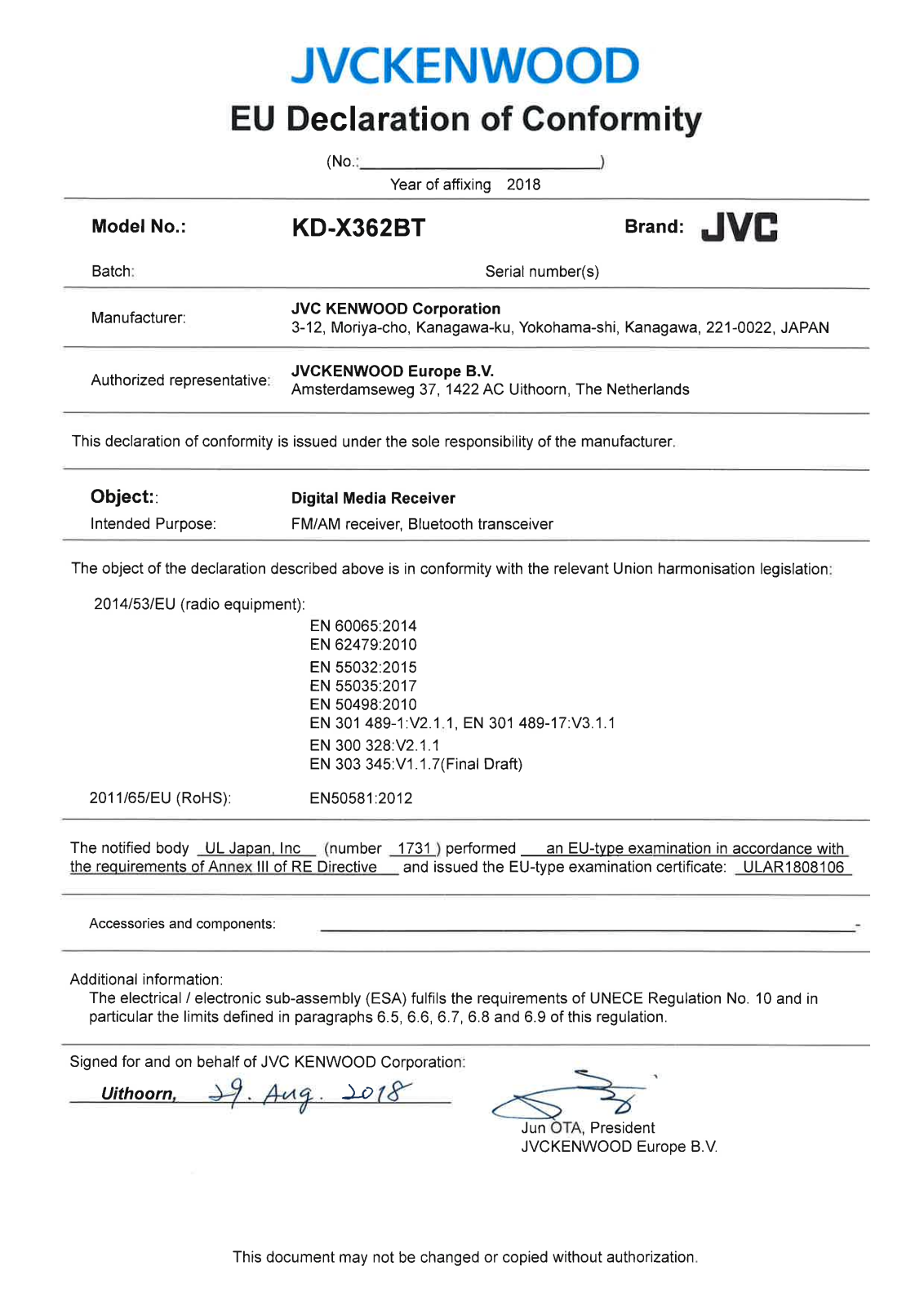 JVC KD-X362BT User Manual