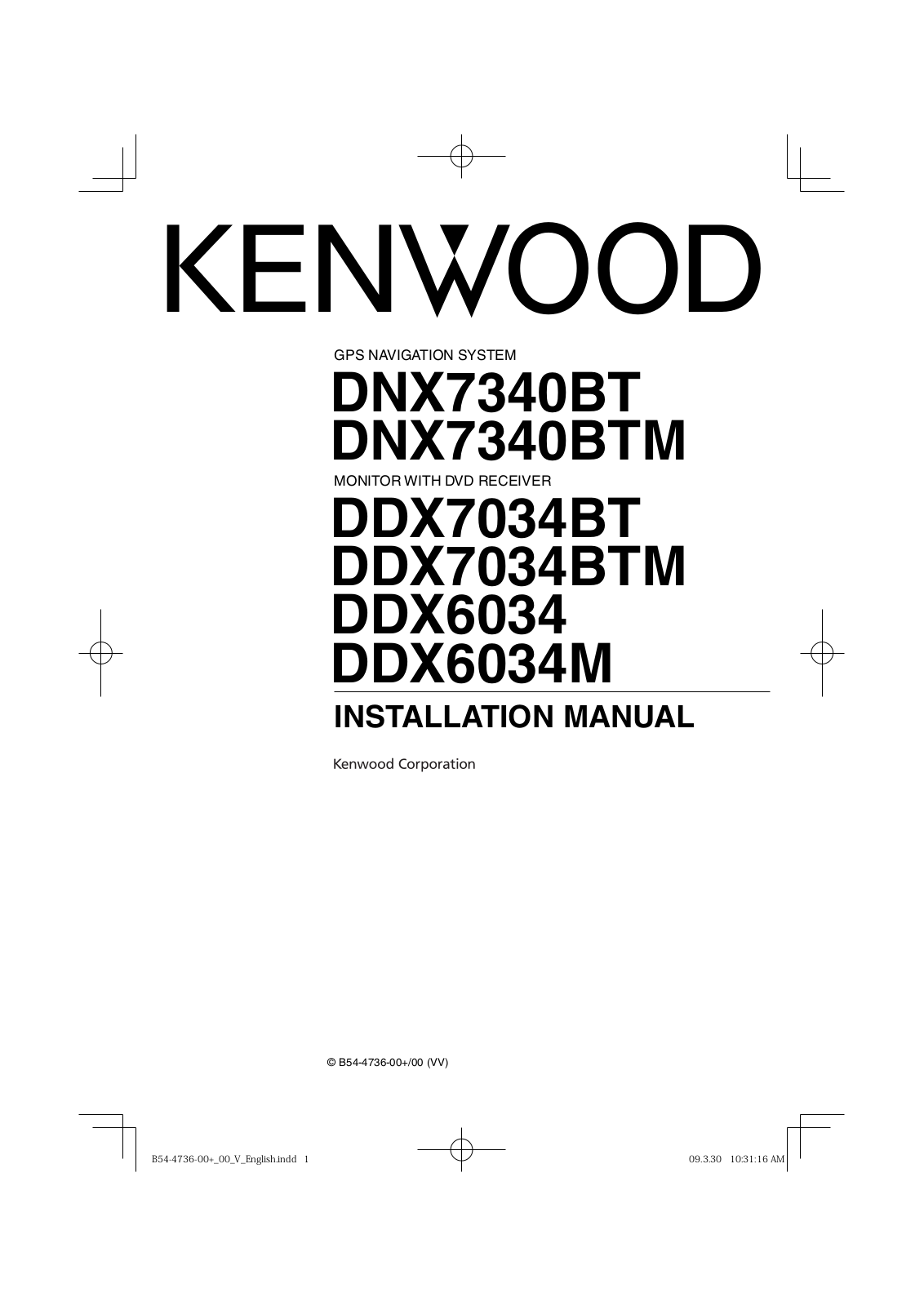 Kenwood DNX7340BTM, DDX6034M, DDX6034 User Manual