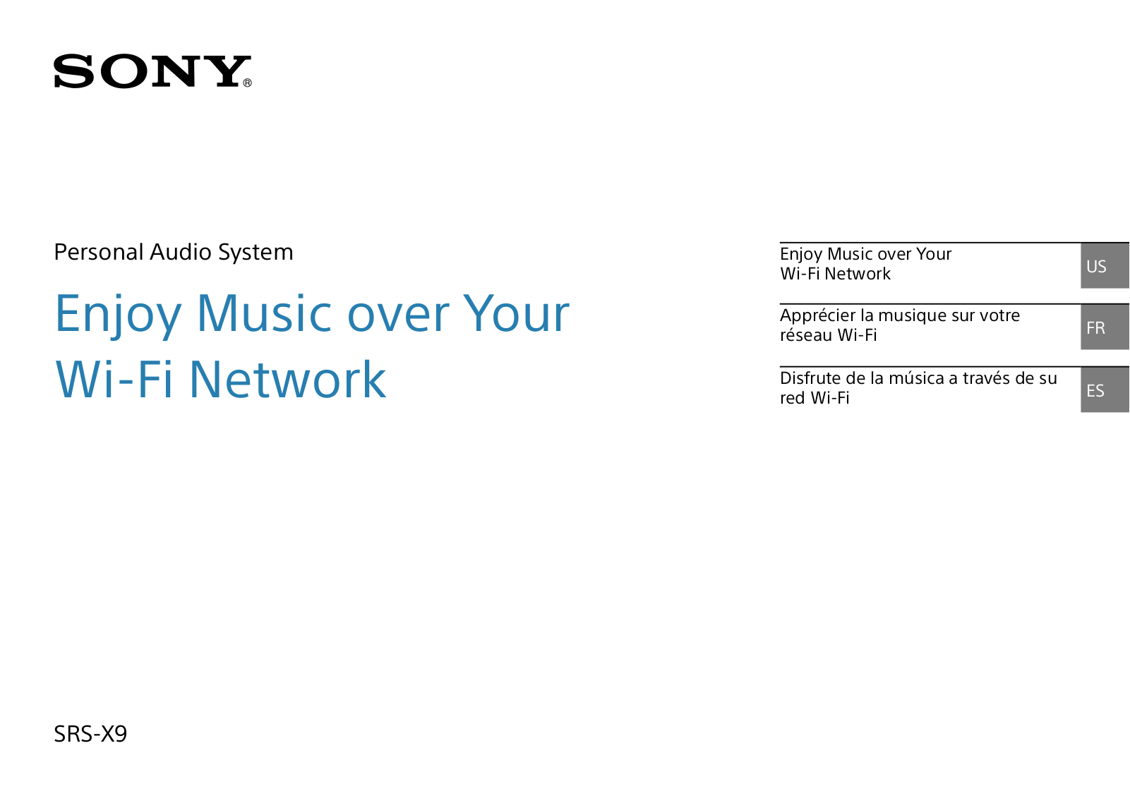 Sony SRS-X9 User Manual