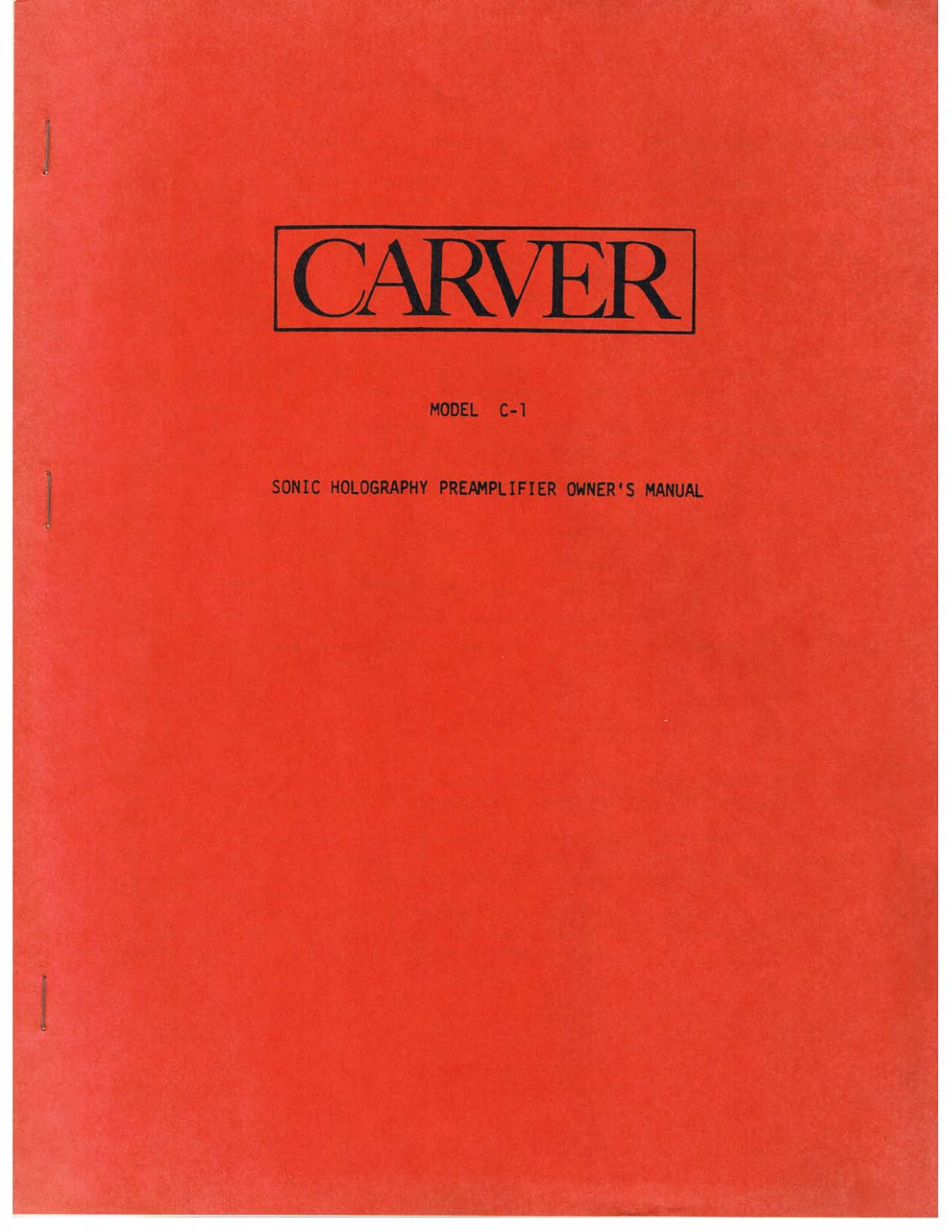 Carver C-1 Owners manual