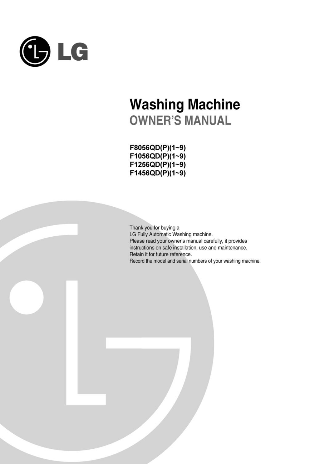 LG F1256QD Owner’s Manual