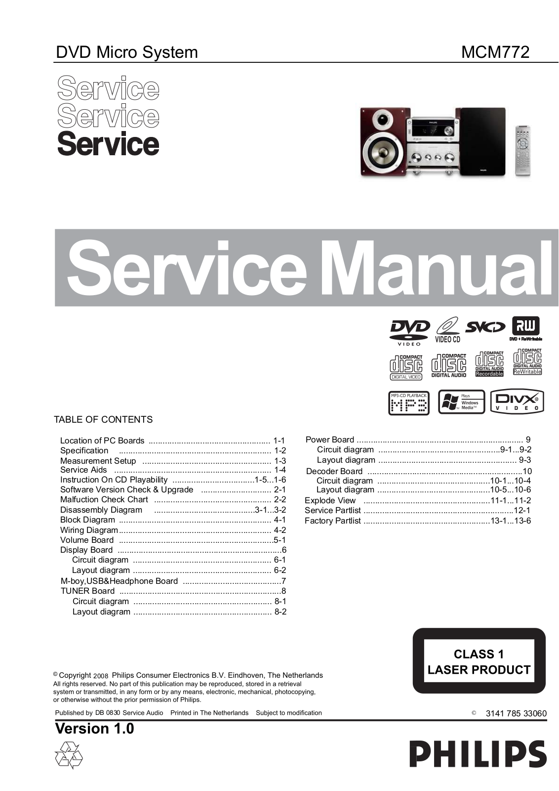 Philips MCM-772 Service Manual