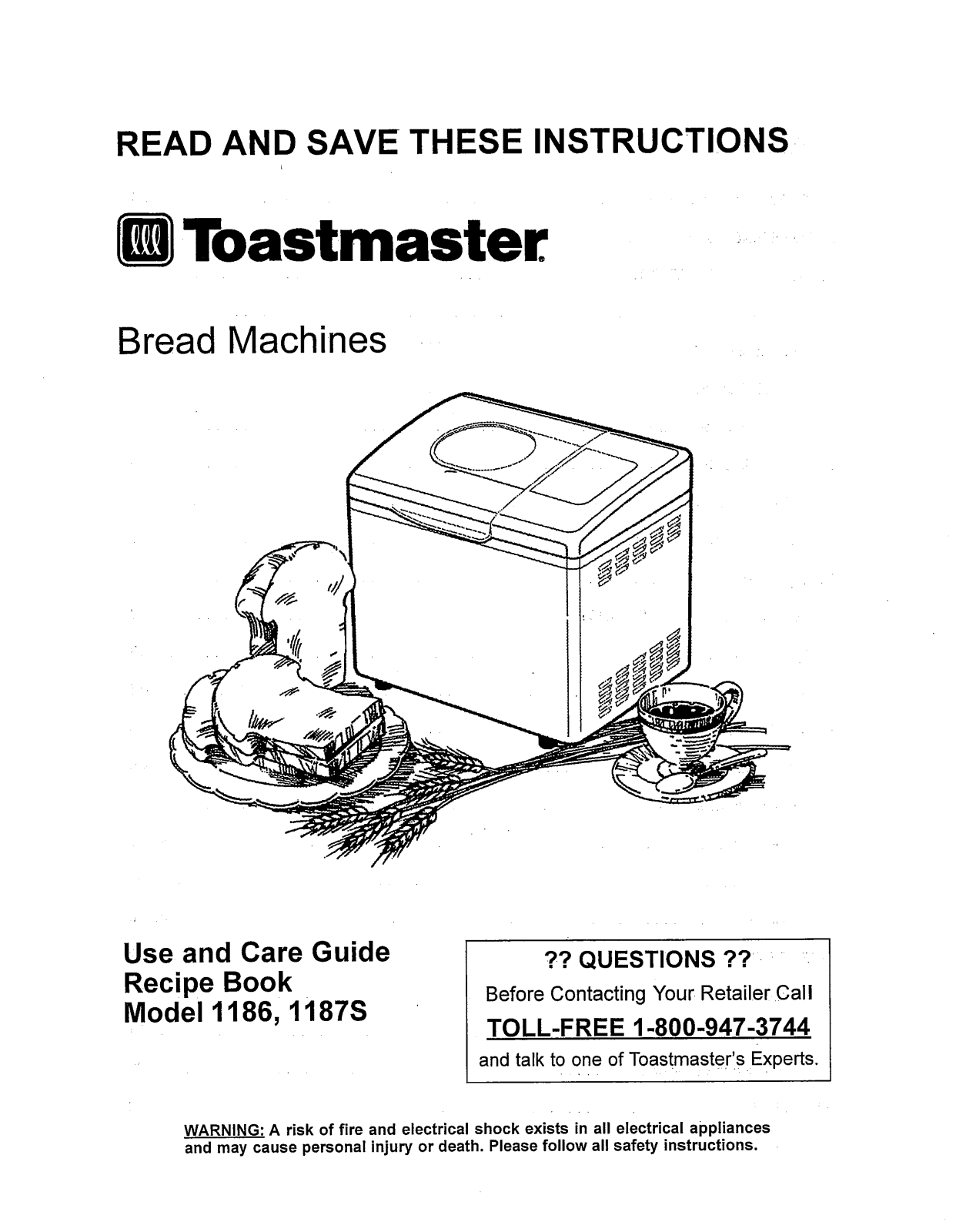 Toastmaster 1187S, 1186 User Manual