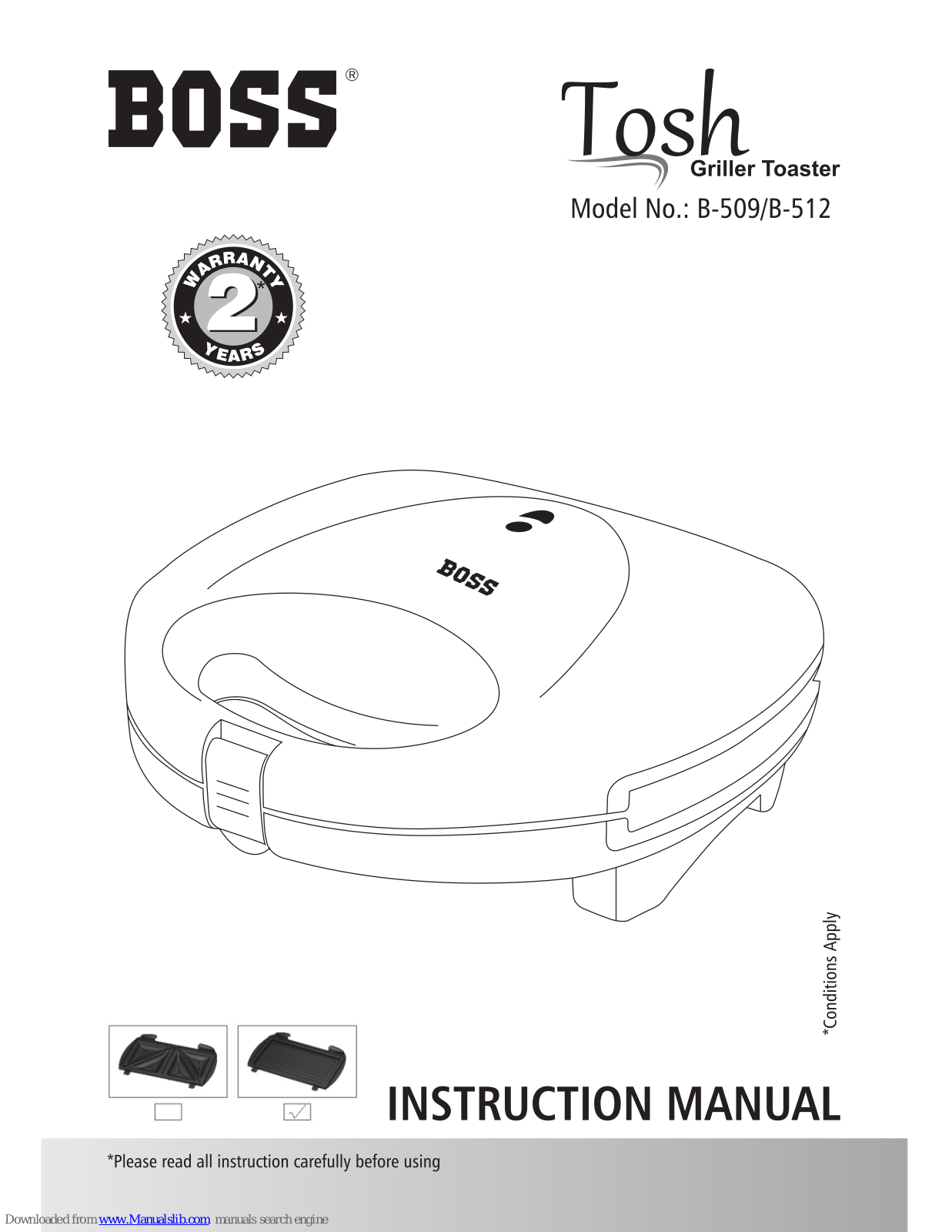 Boss Tosh B-509, Tosh B-512 Instruction Manual