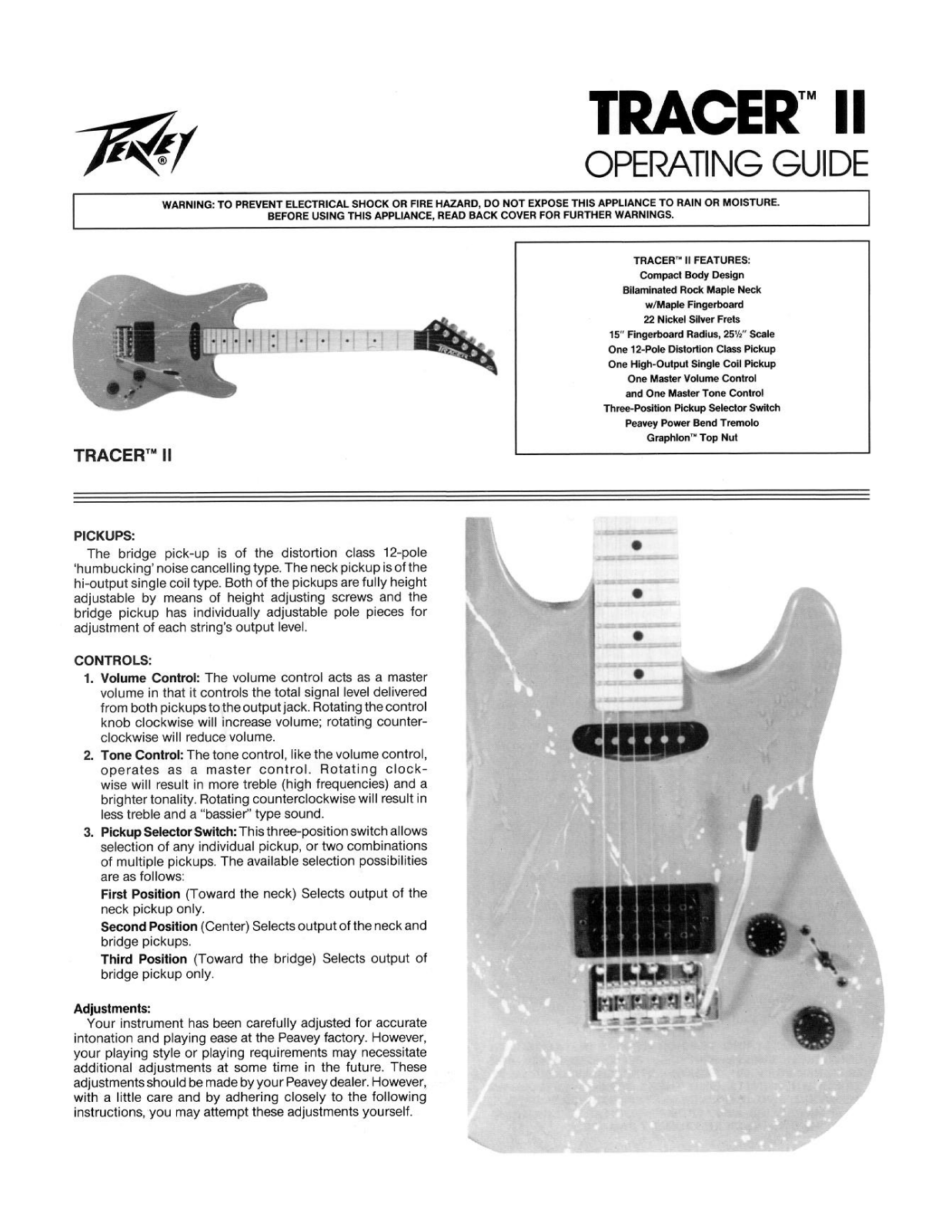 Peavey TRACER II Operating guide