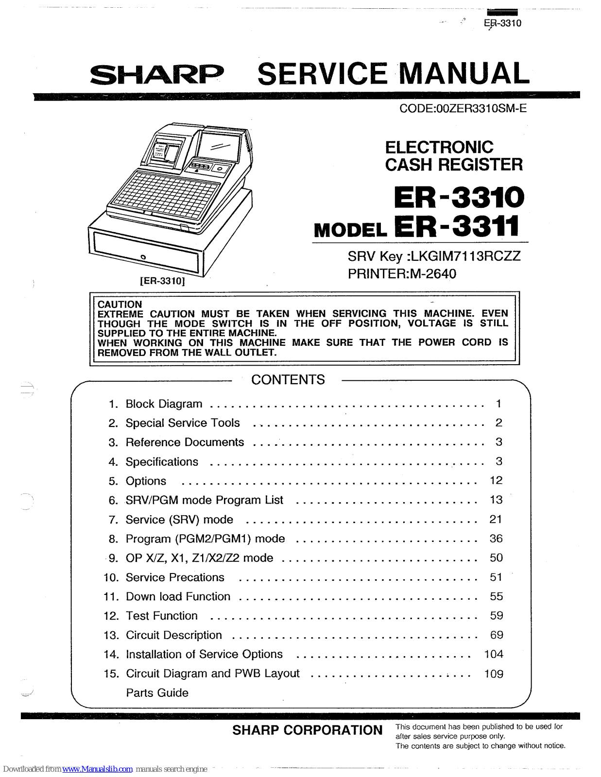 Sharp ER-3310, ER-3311 Service Manual - ManualMachine.com