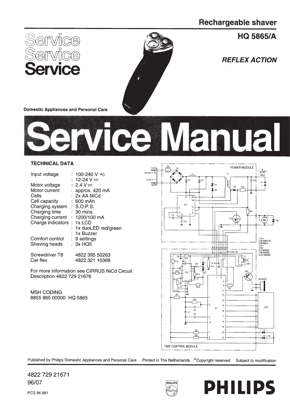 Philips HQ5865A Service Manual