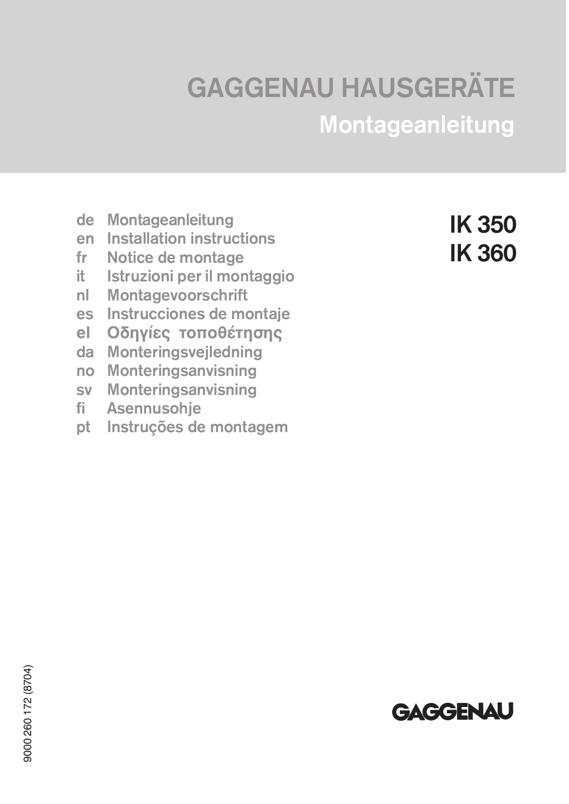 Gaggenau IK364251, IK360251, IK362251, IK363251, IK367251 User Manual