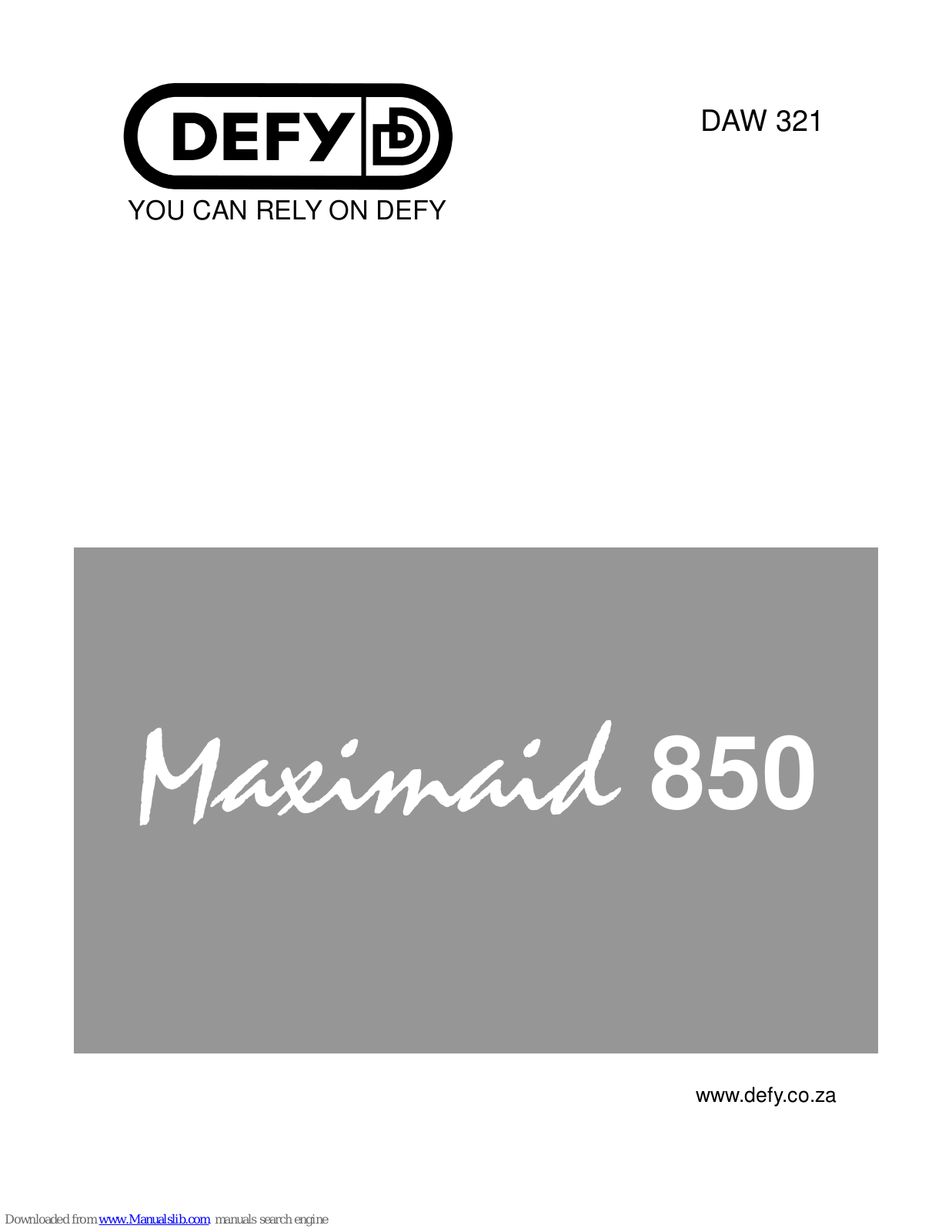 Defy Maximaid 850 DAW 321 User Manual