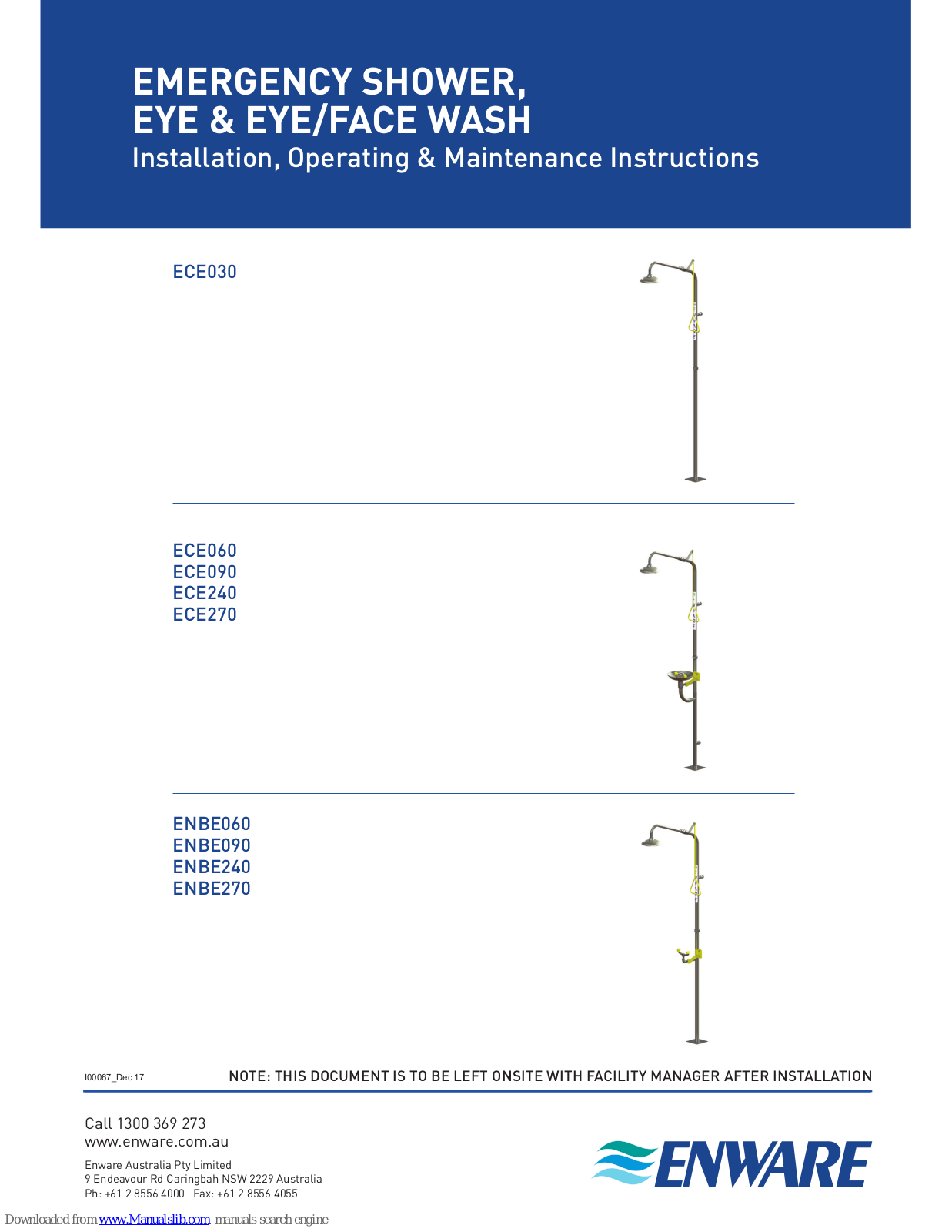 enware ECE030, ECE060, ECE240, ECE270, ECE090 Installation, Operating, & Maintenance Instructions