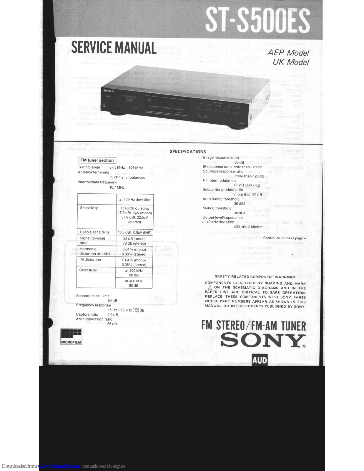 Sony ST-S500ES Service Manual