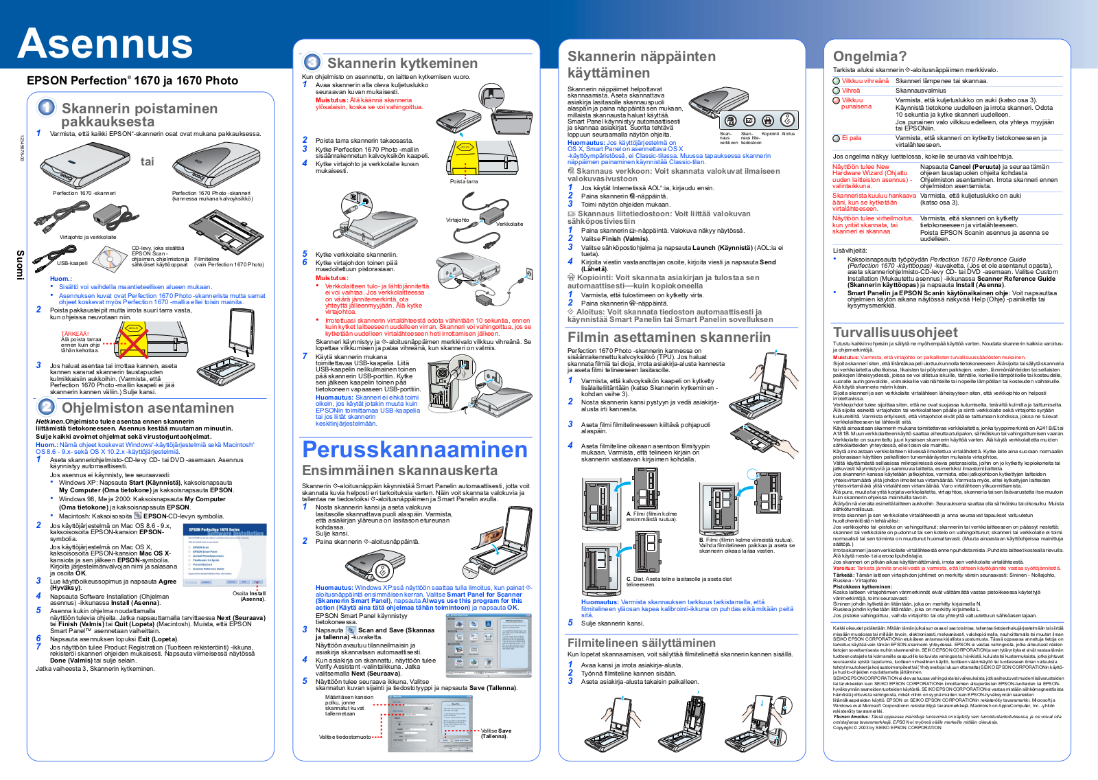 Epson PERFECTION 1670 series SETUP GUIDE