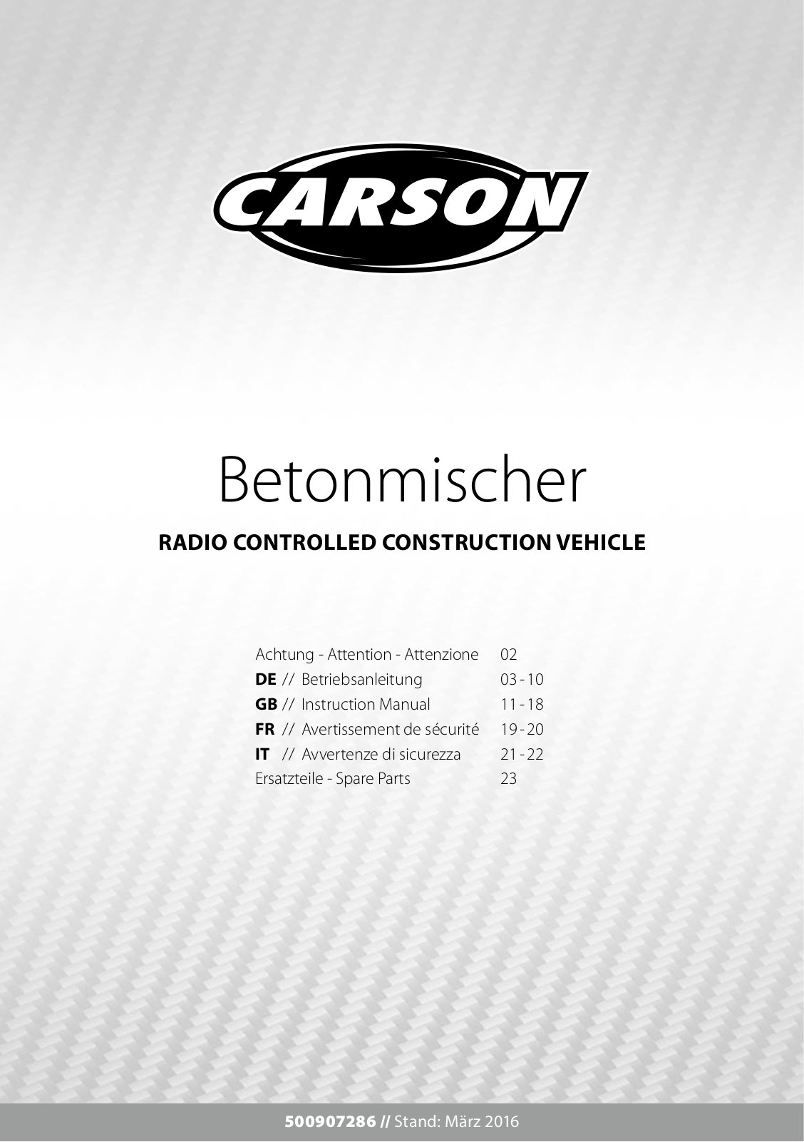 Carson Modellsport 500907286 Instruction Manual