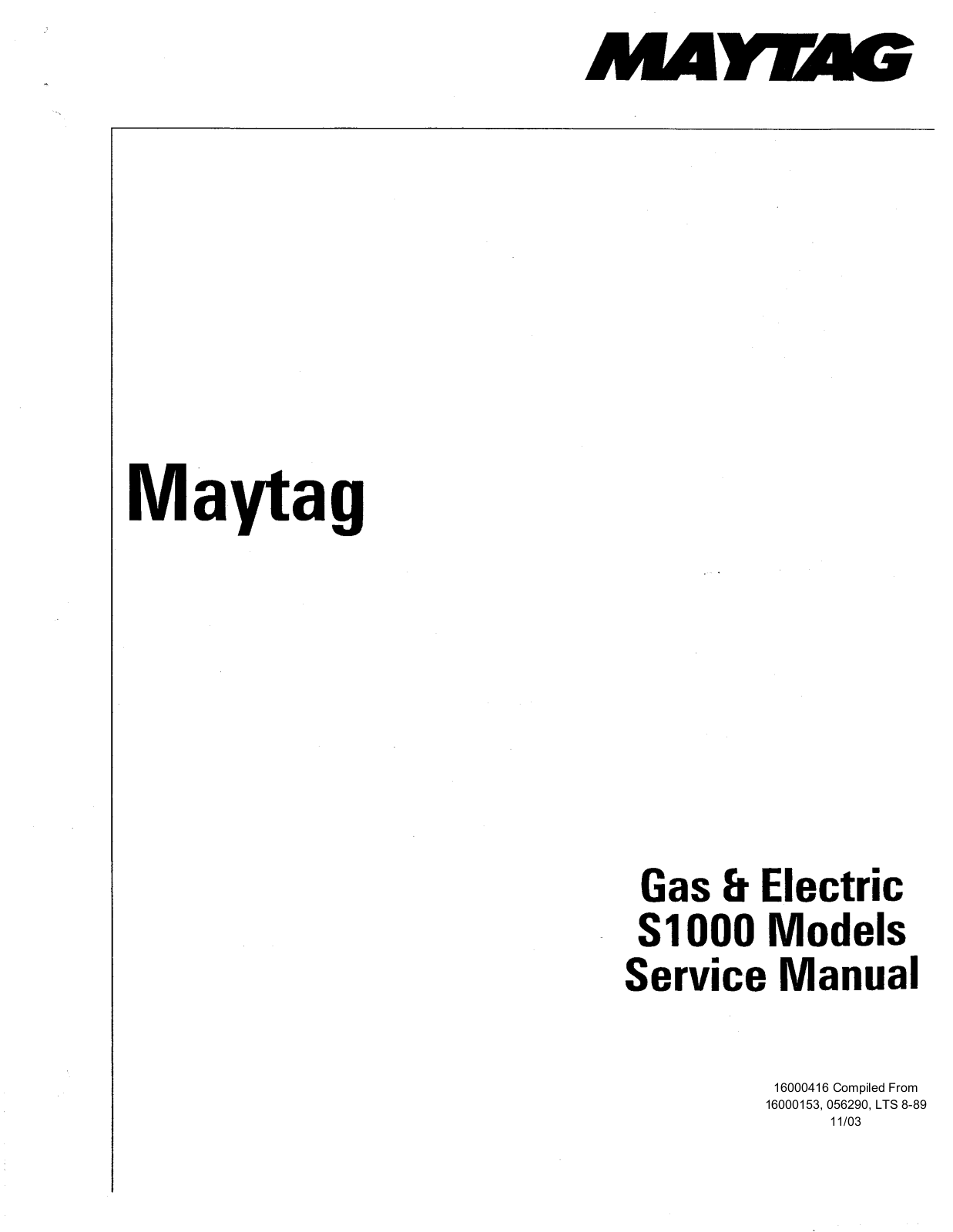 Maytag S1000 Service Manual