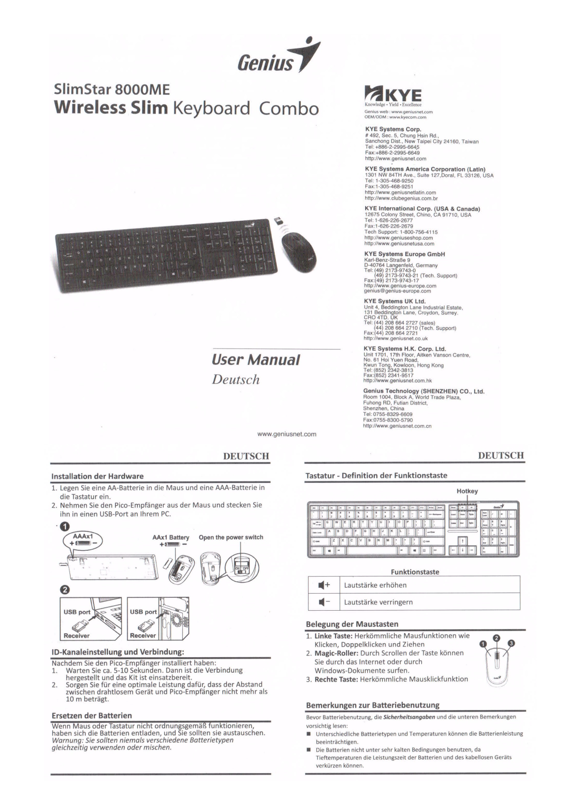 Genius SlimStar 8000ME User guide