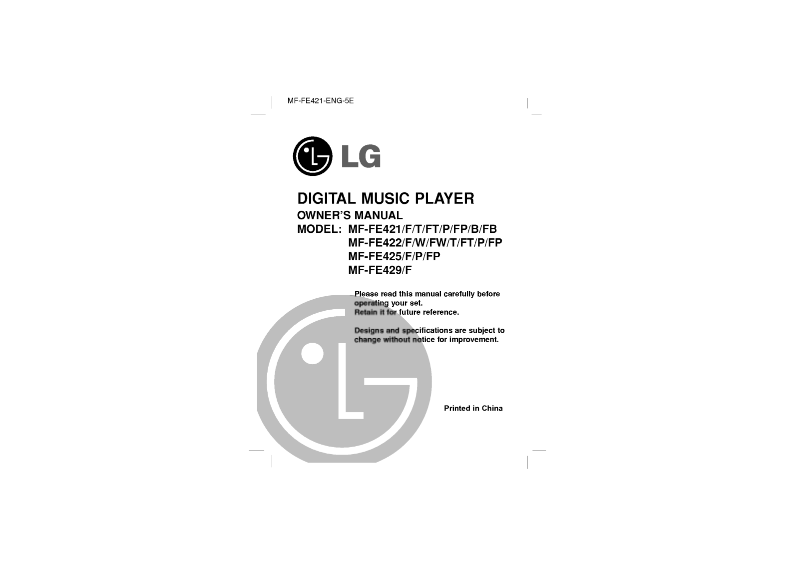 LG MF-FE422FT Owner’s Manual